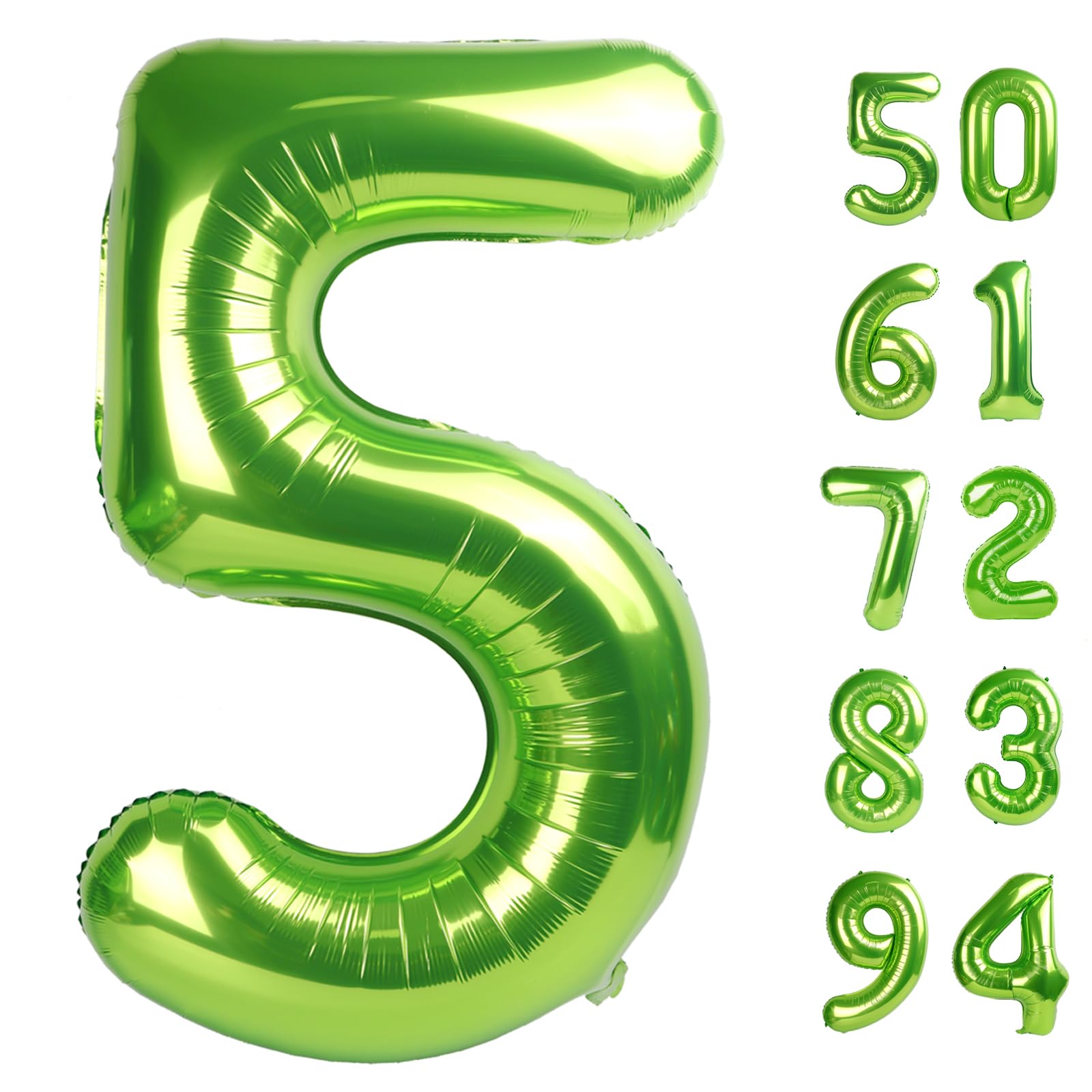 Light Green 5 Balloon - Number Balloon 40 Inch, 5th Light Green Decorations