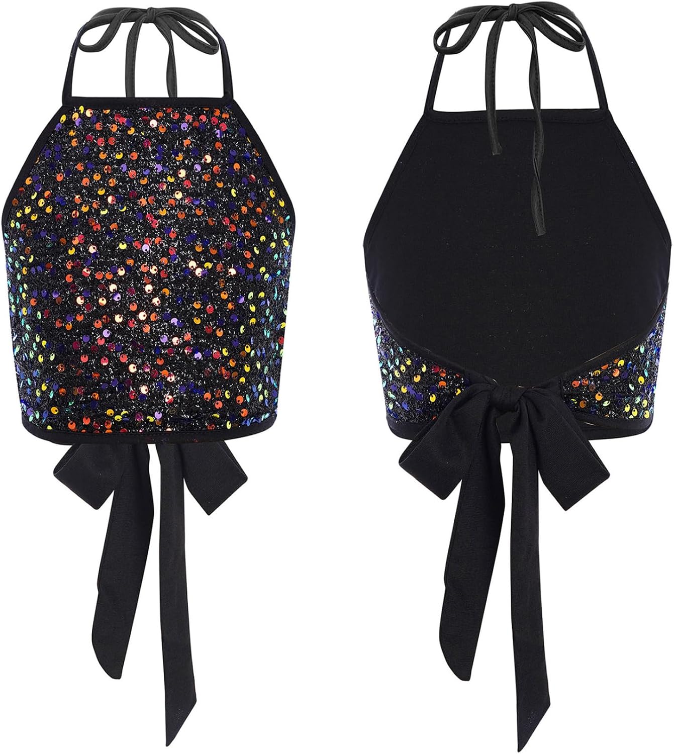 JEYPINMI Kids Girls Sleeveless Tank Top for Birthday Party Sequin Crop Cami Camisole Sparkly Hip Hop Jazz Dance Blouse