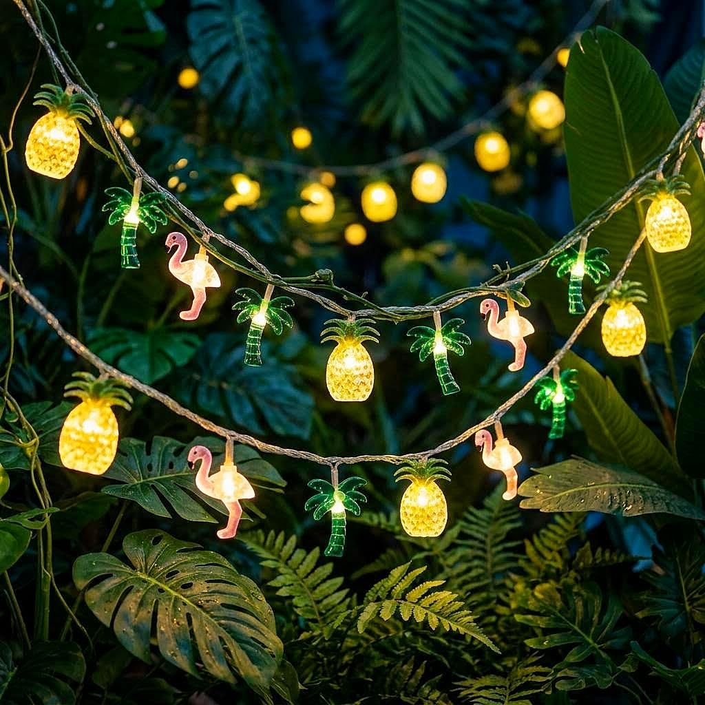 HHMTAKA Fairy String Lights 3M 20 LED Flamingo Pineapple Palm Tree