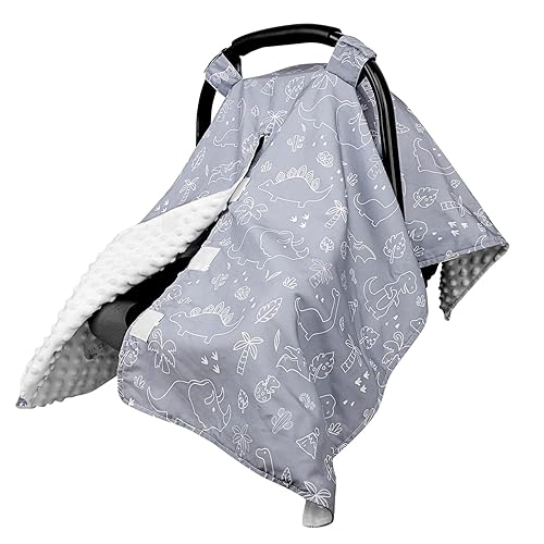 Peekaboo - Fundas de asiento de automóvil para bebés, niños y niñas, 2 en 1, fundas de lactancia materna, toldo cálido Minky para recién nacido,