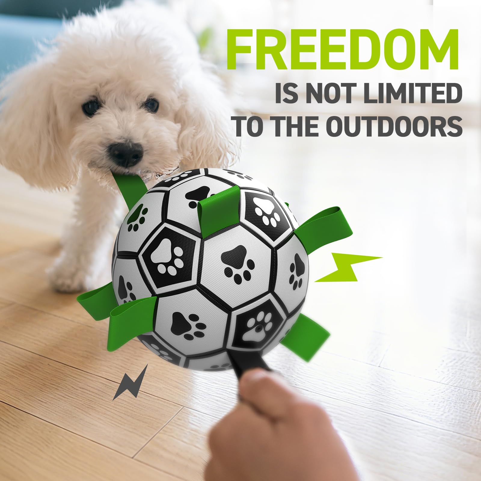 QDAN Tether Tug Jouet d'extérieur pour chien, jouet interactif durable avec poteau réglable, jouet d'extérieur pour chiens, balle de football, jeu personnel et jouet à tirer pour chiens de petite