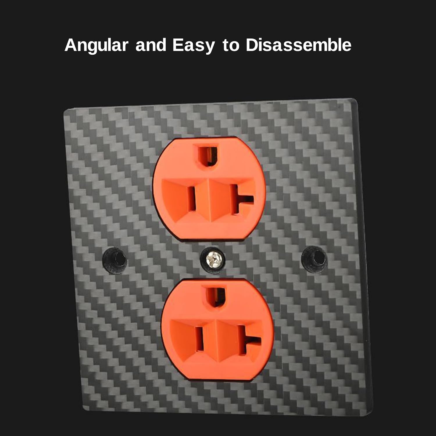 HiFi Power Outlet, Pure Copper Audio Wall Mount Socket Hi-end AC Duplex Receptacle Wall Plate with Carbon Fiber Shell for Home Stereo Sound Systems