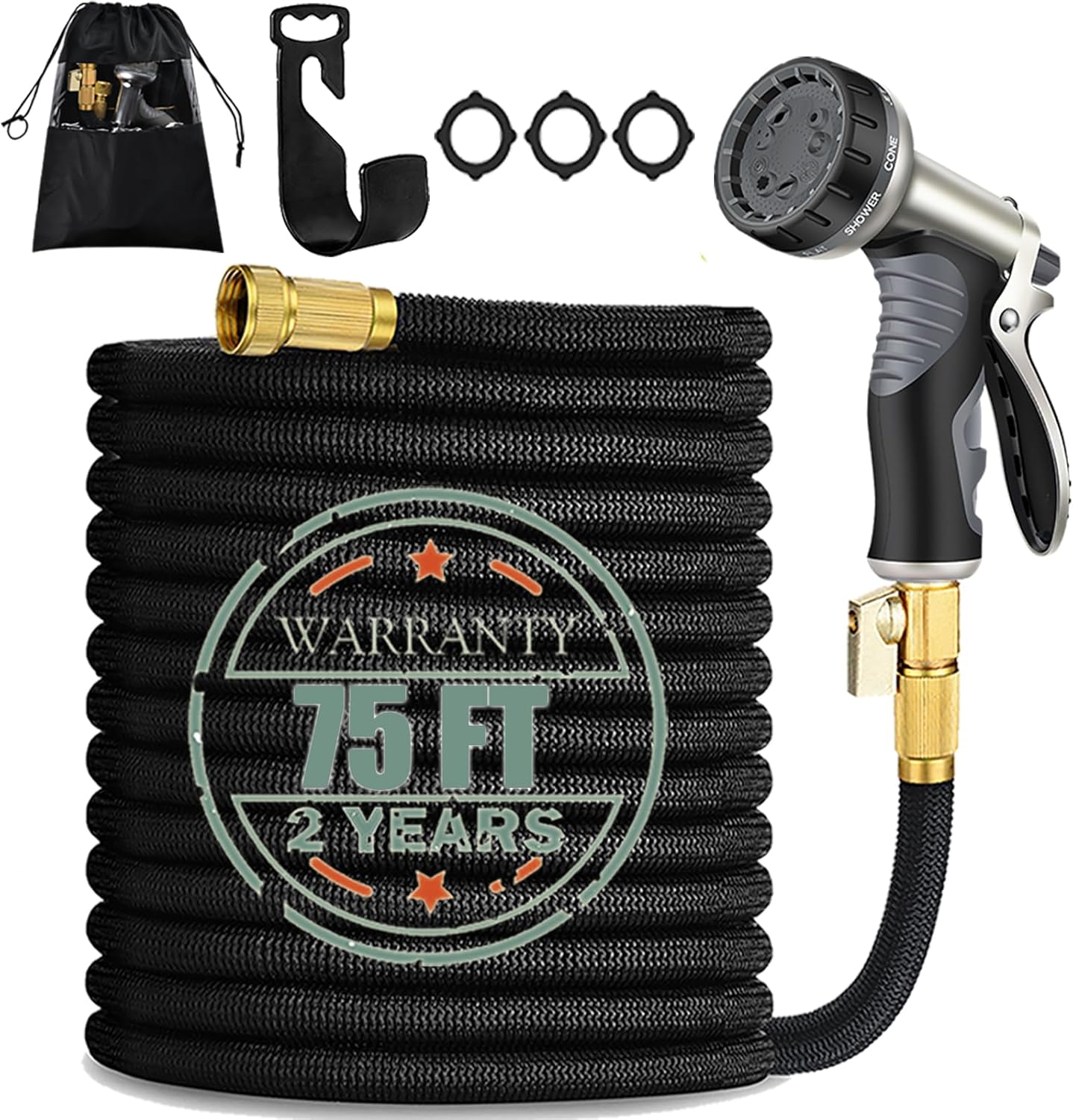 Garden Hose 75 FT Flexible Expandable Garden Hose with 9 Function Hose