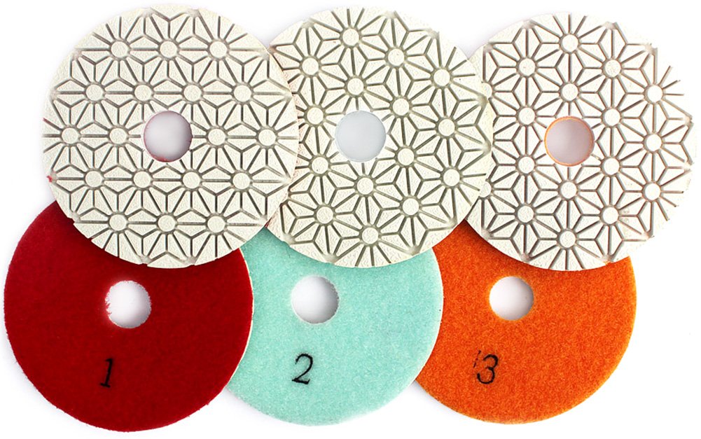 Z-LION 4" Wet 3 Step Diamond Polishing Pads 3-Pcs Step 2 for Granit Marble Concrete Sanding