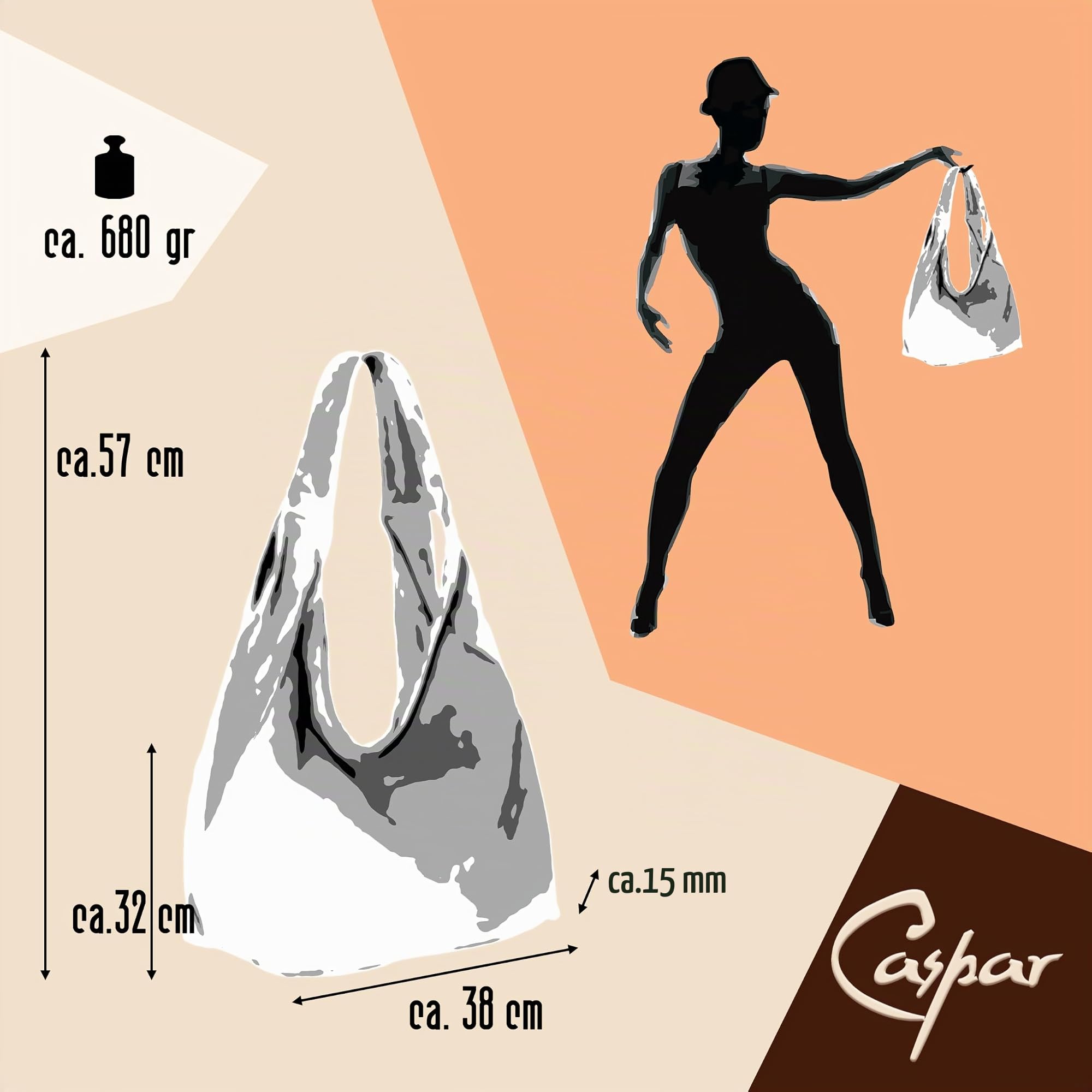 Caspar Große Damen Veloursleder Schultertasche Samtweiche Beuteltasche aus Leder - PREMIUM LINE - Modell No.618 - Made in Italy