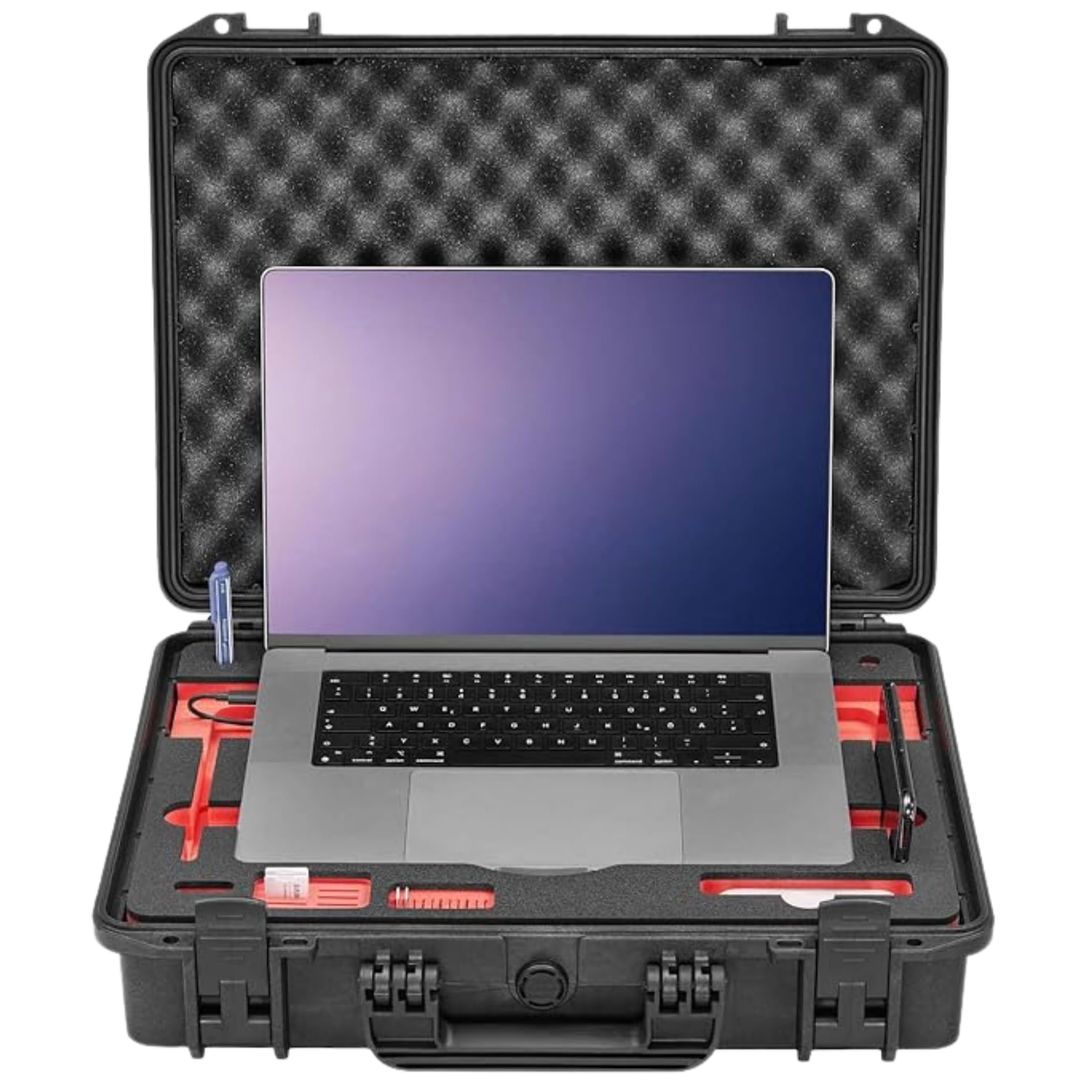 TOMcase Wasserdichter Laptop Koffer IP67 - Stoßfester Hardcase Schutzkoffer für Apple MacBook Pro Air 13" 14" 15" 16 Zoll und Zubehör - Outdoor Notebook Transportkoffer mit passgenauem Inlay