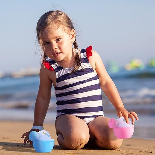 Miniatura 7 de Regadera pequeña de plástico con asas para niños, juguetes de baño, para el jardín, el hogar, al aire libre, arena y juegos de playa (estilo vívido)