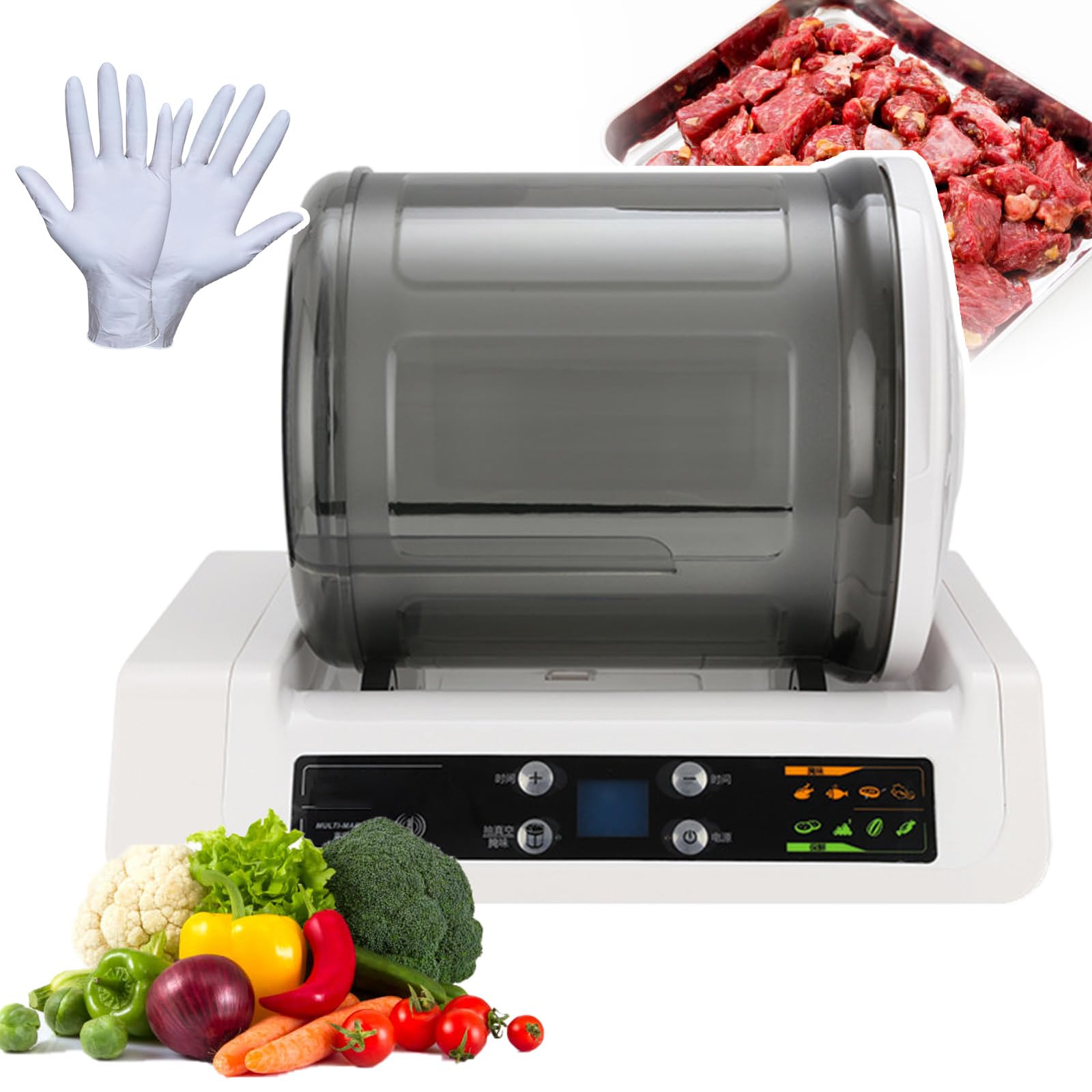 BOOZXCV Automatic Vacuum Tumbler Marinating Machine,Adjustable Time,Control Panel,With 7l Capacity Pickling Barrel,For Marinating Meat And Vegetables