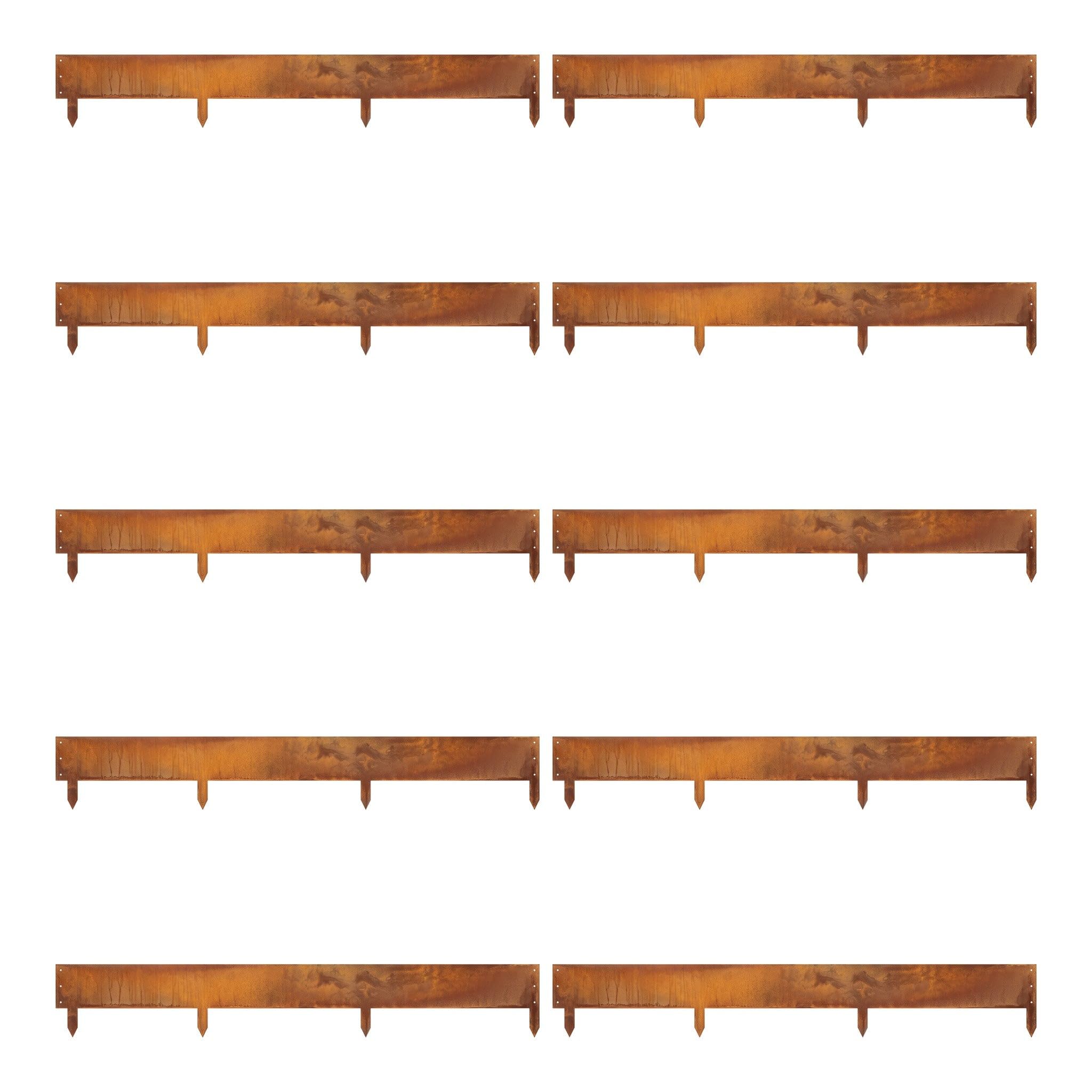 Bordure Acier Corten Flexible 15 cm, Lot de 10 (9,83 m), 1,5 mm