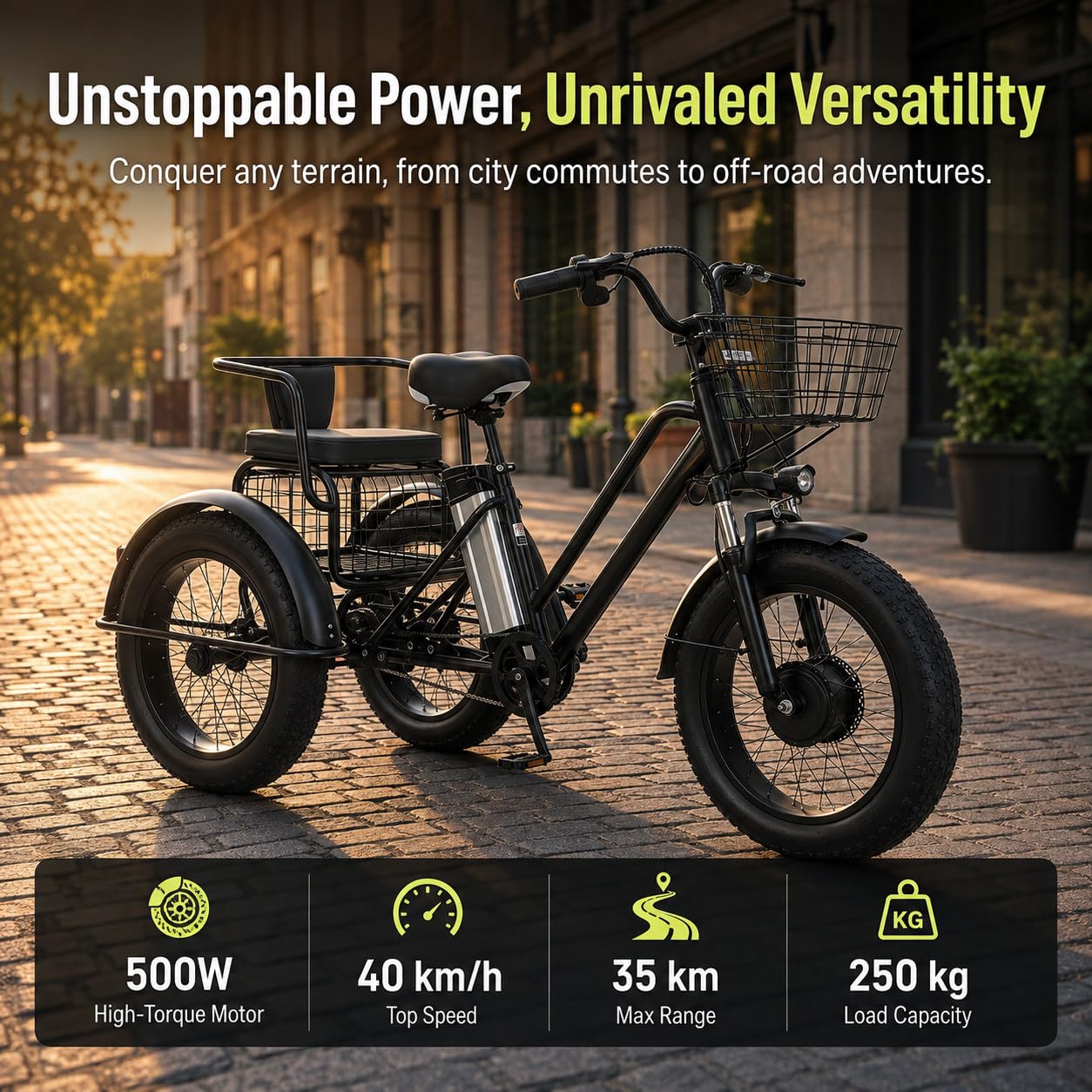 Tricycle électrique pour Adultes - Charge 200Kg B
