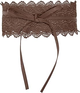 KBOPLEMQ Women's Lace Wide Belt Bowknot Waist Band Dress Waist Belt Lace Stretchy Wide Waist Dress Belt Fashion Cinch Stretch Waistband Retro Trendy Belt Wrap Lace Elastic Waist Belt