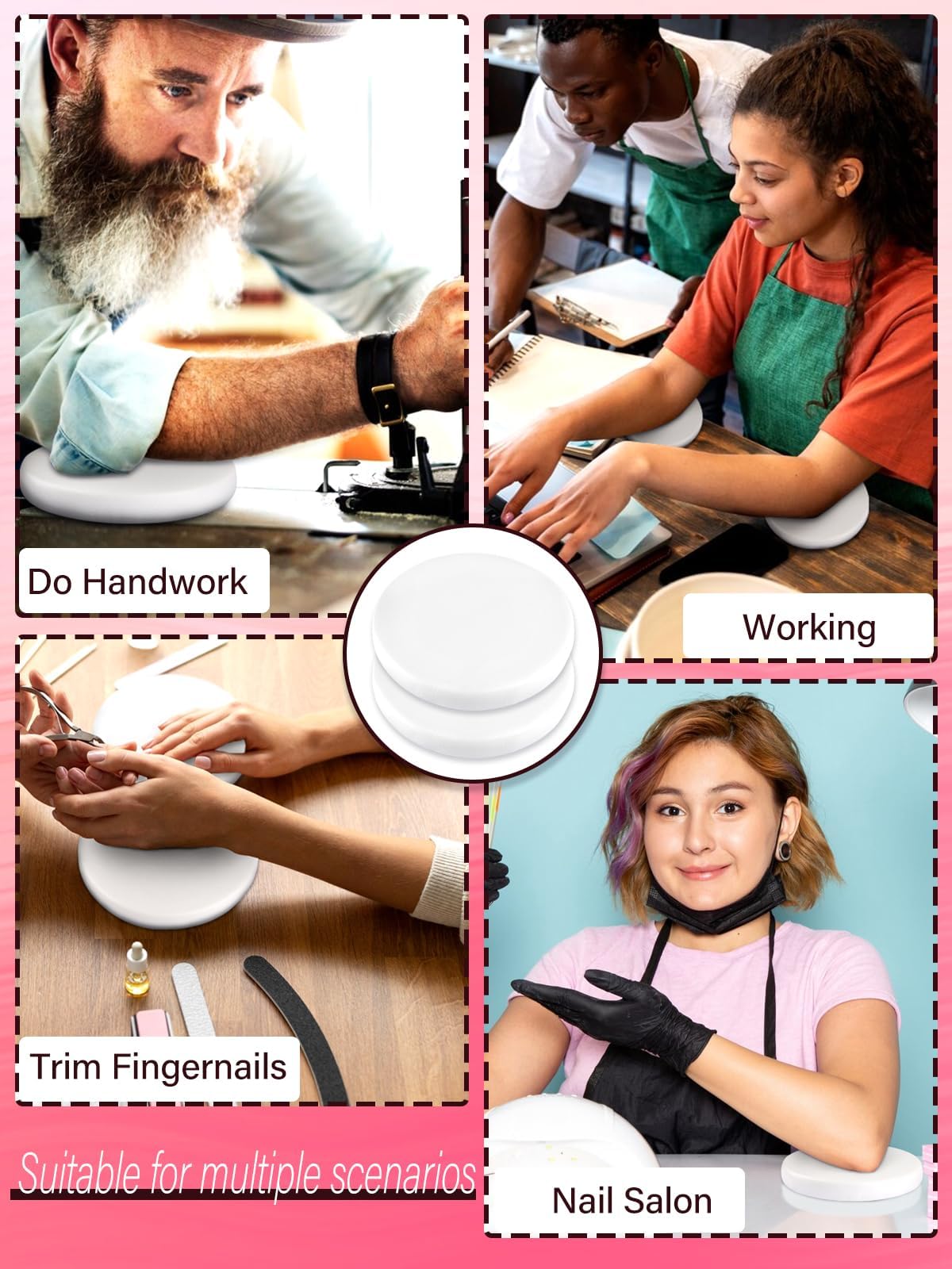 TOROKOM 2 ergonomiczne podkładki pod łokcie do biurka z antypoślizgową podstawą, podkładki pod nadgarstki do biura, komputer (biały)
