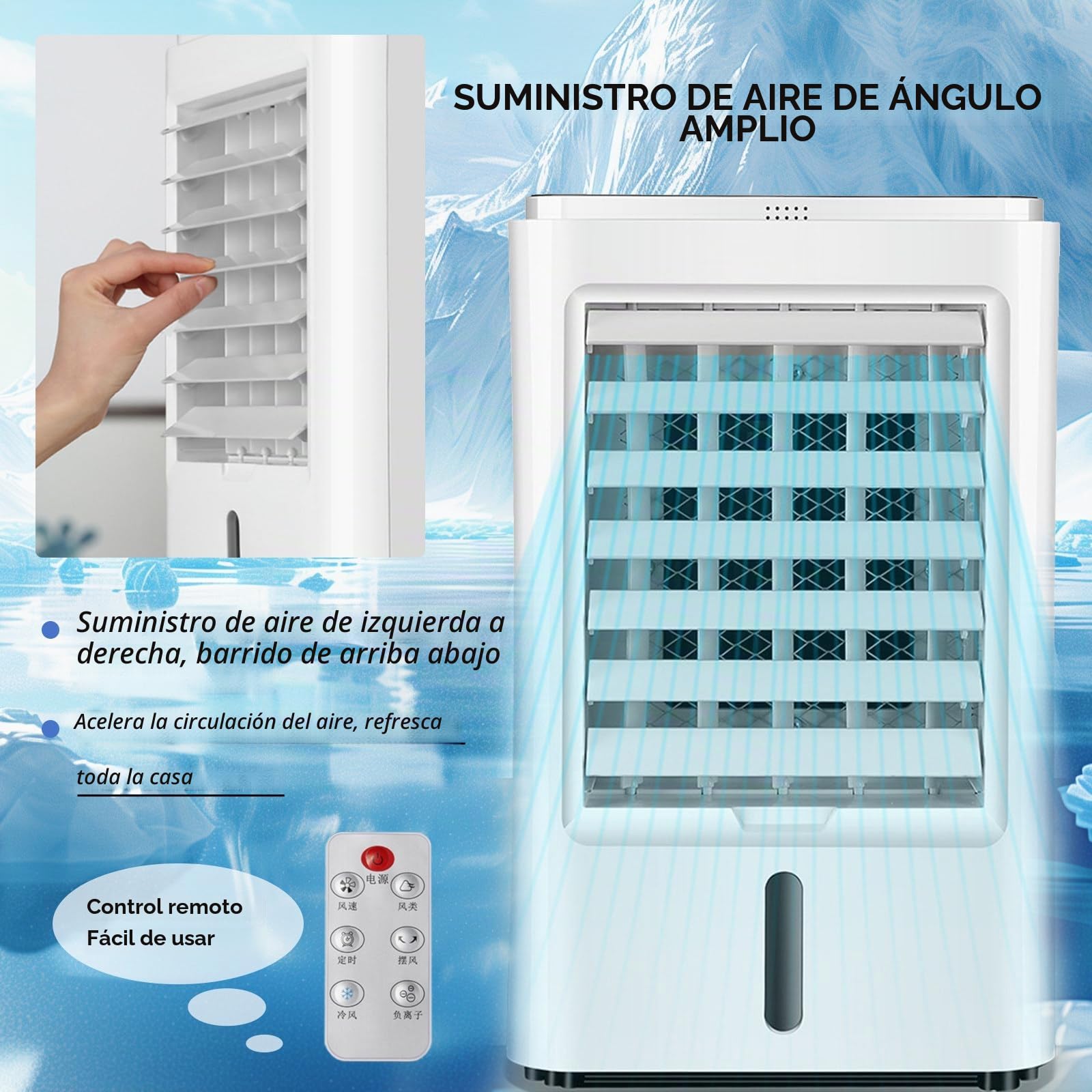 4L Aire Acondicionado Portatil con Mando, 4 en 1 Aire Acondicionado, 3 Velocidades, 3 Modos, Temporizador de 1/2/4H, Enfriador de Aire Portátil Interior,24V