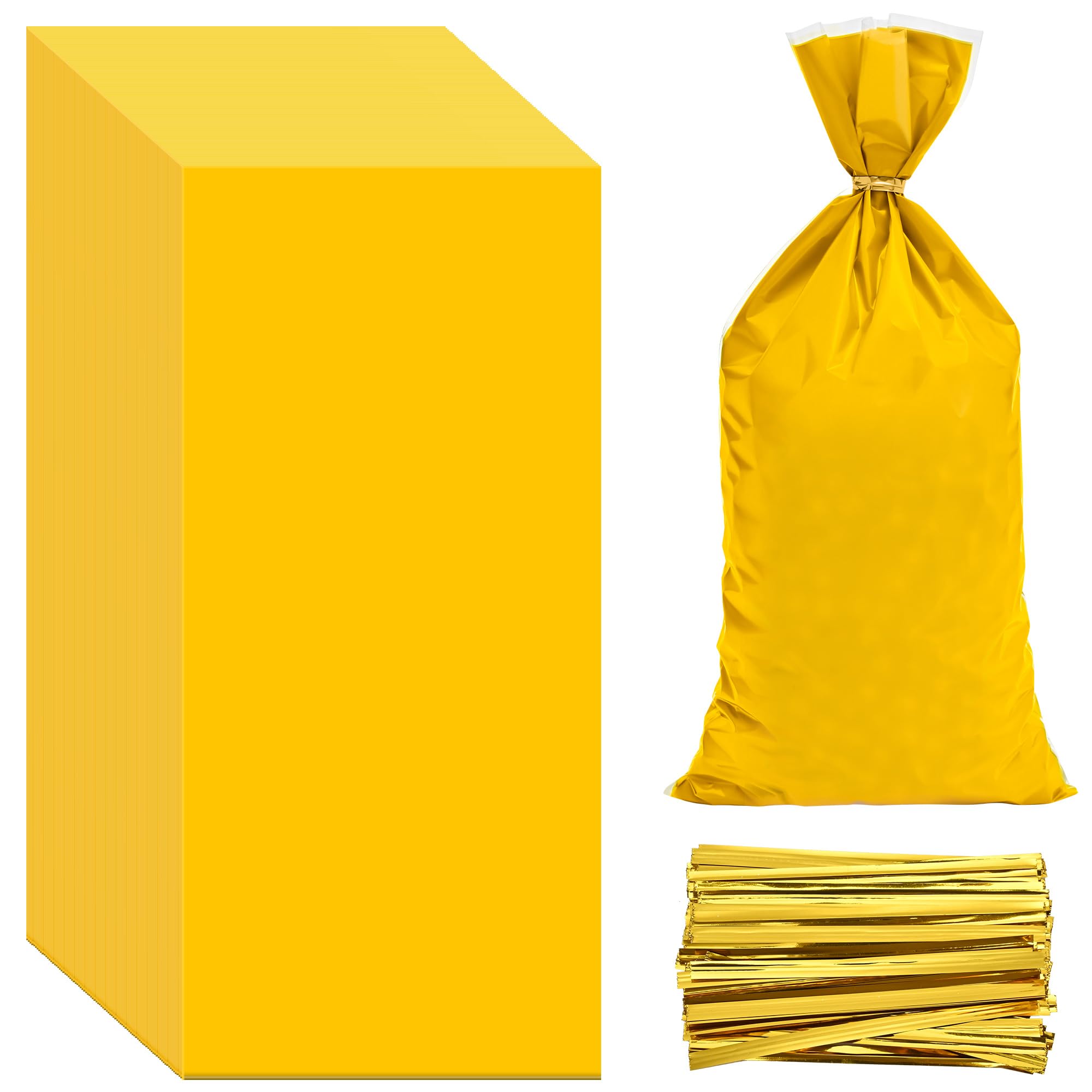 Lecpeting 100 Pcs Cellophane Treat Bags Plastic Goodie Candy Bags with Twist Ties for Gift Wrap Birthday Wedding Baby Shower Christmas Party Supplies