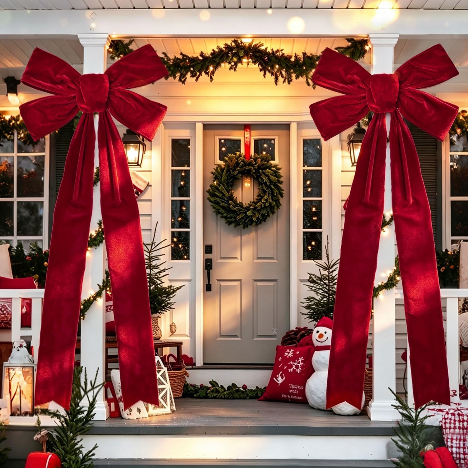 Burgundy Velvet Giant Christmas Bows Outdoor 28 x 70 Inch - 2 PCS