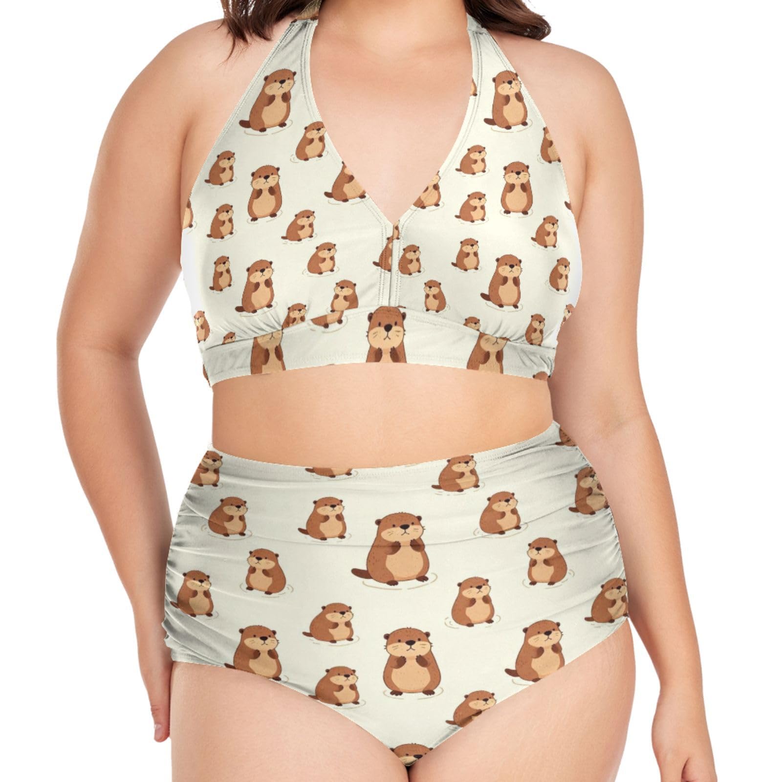 Maillots de bain femmes grande taille avec bonnets rembourrés L-4XL