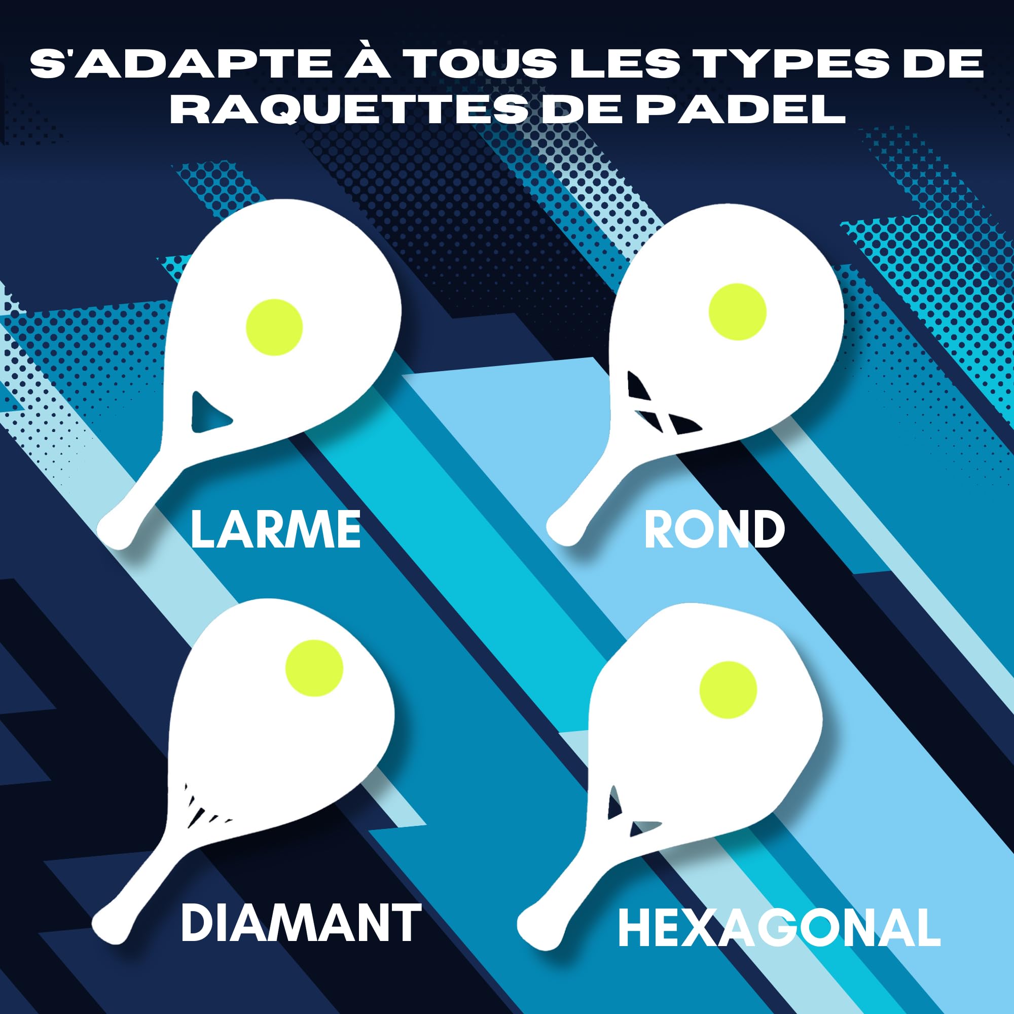 Ph Pro Heat Lot Protection Raquette Padel Noir Rugueux - Padel Accessoire pour Raquette de Padel Multi-granulés - Protections pour Raquette de Padel en Silicone Noir