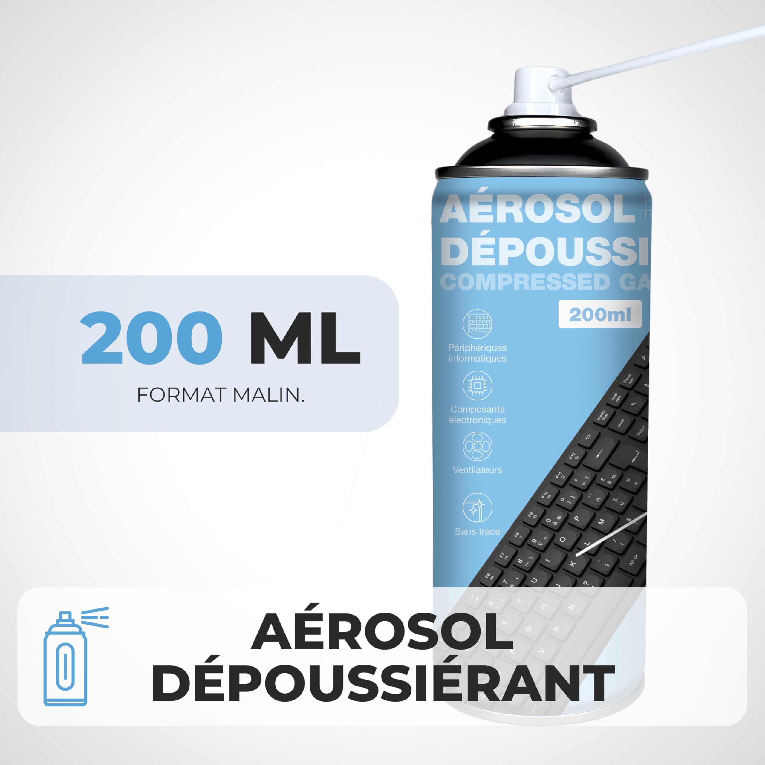 APM Lot 12 Bombes Air Sec 200ml, Aérosol Dépoussiérant Matériel Informatique, Spray Nettoyage Air Comprimé pour PC Clavier Mobile Appareil Photo et Composants électroniques, Buse de précision, 570055