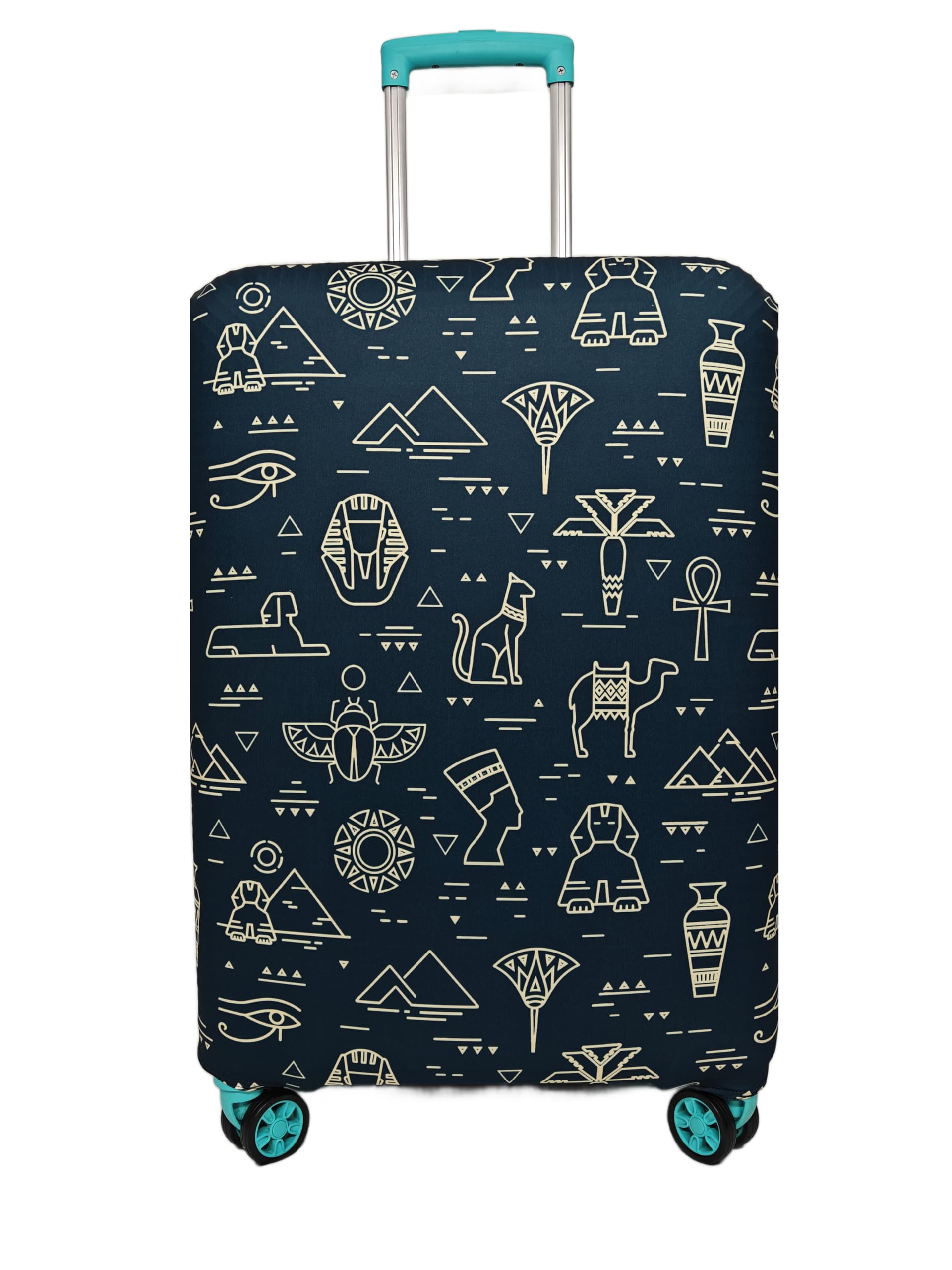 Printed Polyester Luggage Cover for Suitcase Trolley Bag Protective Stretch Cover Dust Scratch Resistant Travel Essential (Egypt Dark Blue-S)-image-46