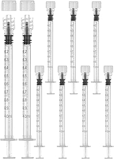 1mL Sterile Luer Lock Syringe Without Needle,Individually Wrapped, Leak-Proof Safety Lock Design for Lab Use and Home Care(50 Pack)