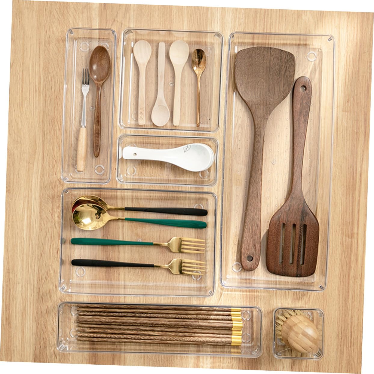 Homoyoyo Plastique Transparent Organisateur de Tiroir 7 Pièces Pet