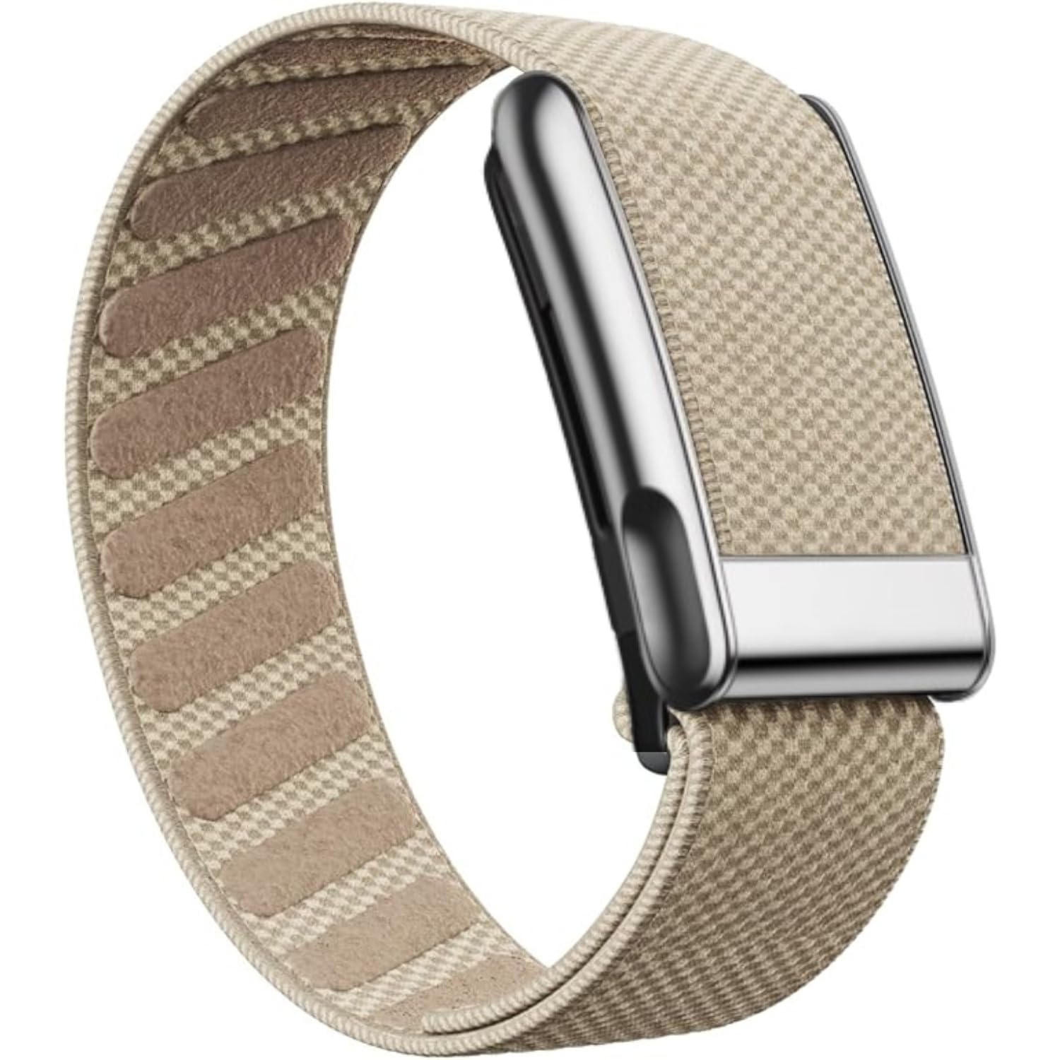 SuperKnit Band Strap for WHOOP 5.0/MG, One, Peak, Life Devices – ECG Compatible Ultra-Soft, Adjustable & Stylish Band with U-Shape Silver Connector Dune With Shiny Clif