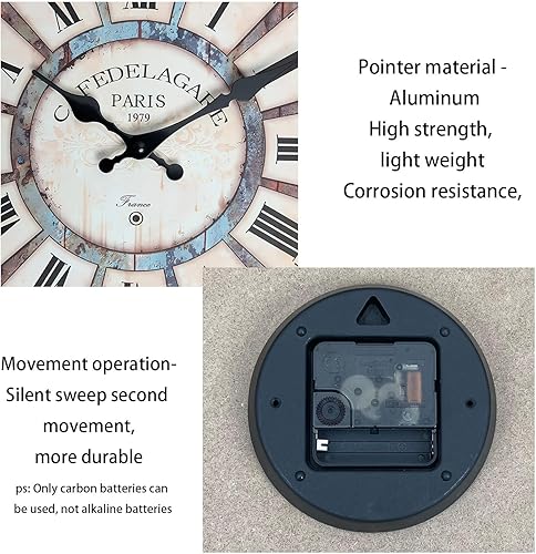 Miniatura 7 de Relojes de pared grandes para decoración de sala de estar, relojes decorativos redondos de 16 pulgadas para paredes, reloj de pared sin tictac,