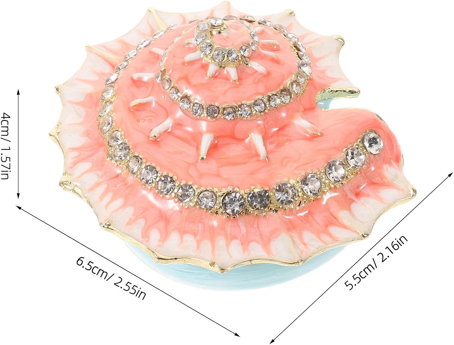 Vintage Seashell Jewelry Box with Hinged Jeweled Enameled Finish image 2