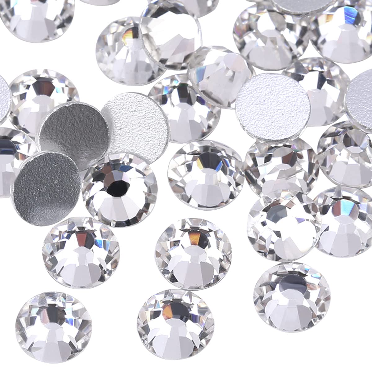 Queenbox 1.8mm 1440PCS Clear Flatback Rhinestones, Glue Fix Crystal Round Diamantes Gems for Craft Clothes DIY Nail Art Shoes