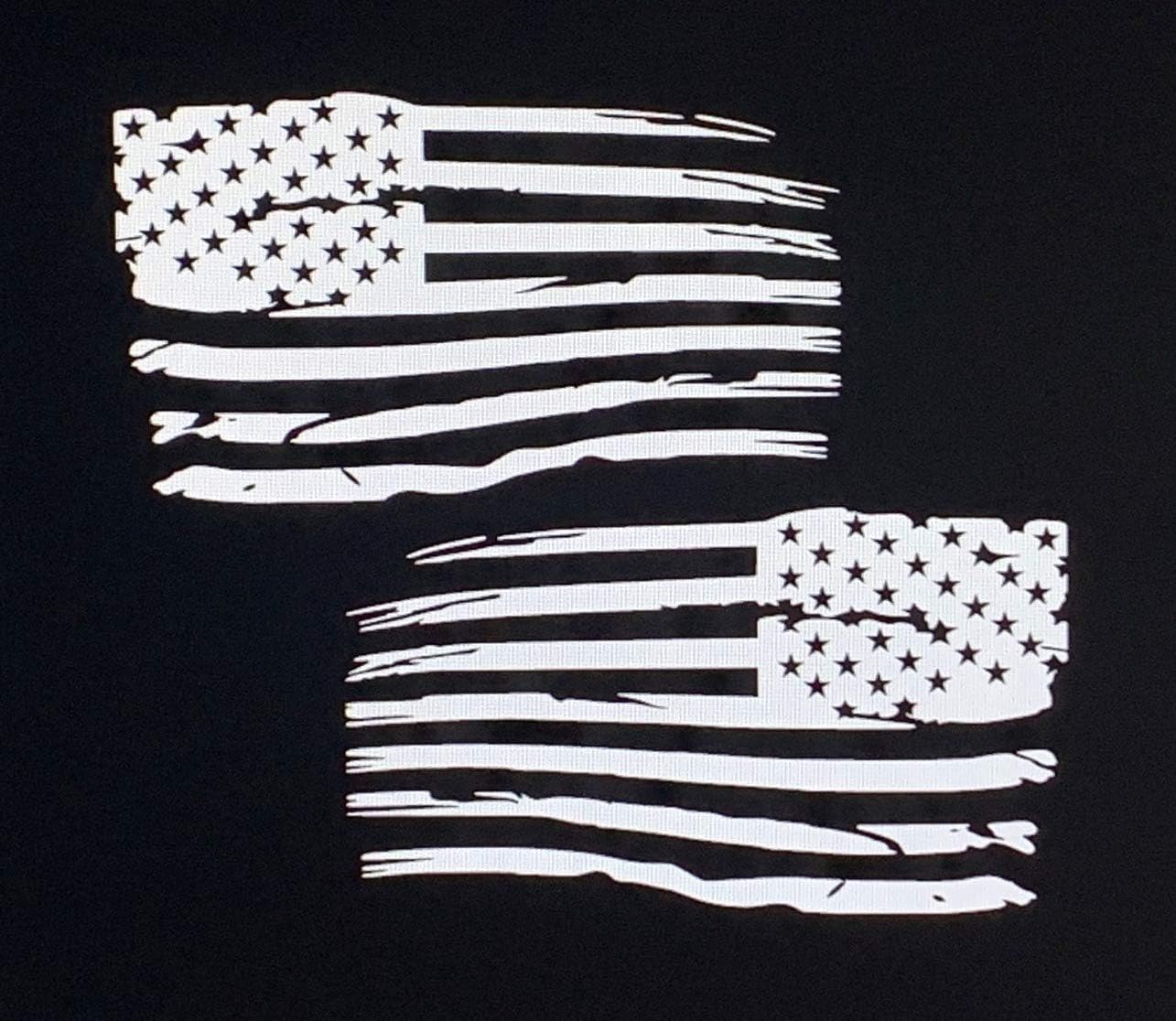 (2) Distressed American Flag Old Glory Military Grunge Patriotic Car Truck Vinyl Decal Hood Wall Window Toolbox Bumper Sticker Big Sizes and Cool Colors (2@ 17x10.2, red)