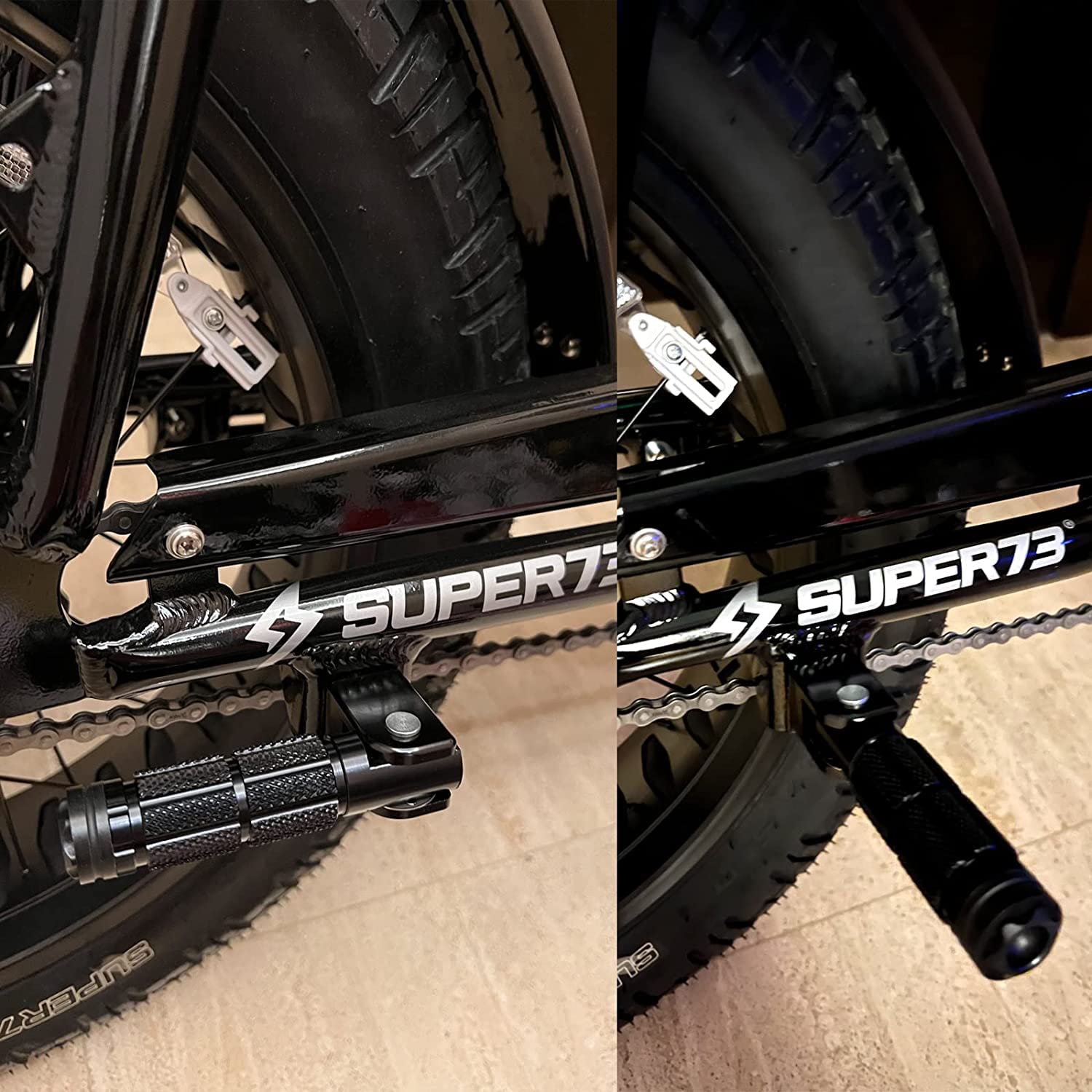 PACEWALKER M8 Repose-pieds Pliables Universels pour Moto, Pédales Anti-dérapantes en Aluminium en 2 Parties pour Voiture électrique de Moto, Tige de Support Pliante à 90 Degrés, 8mm