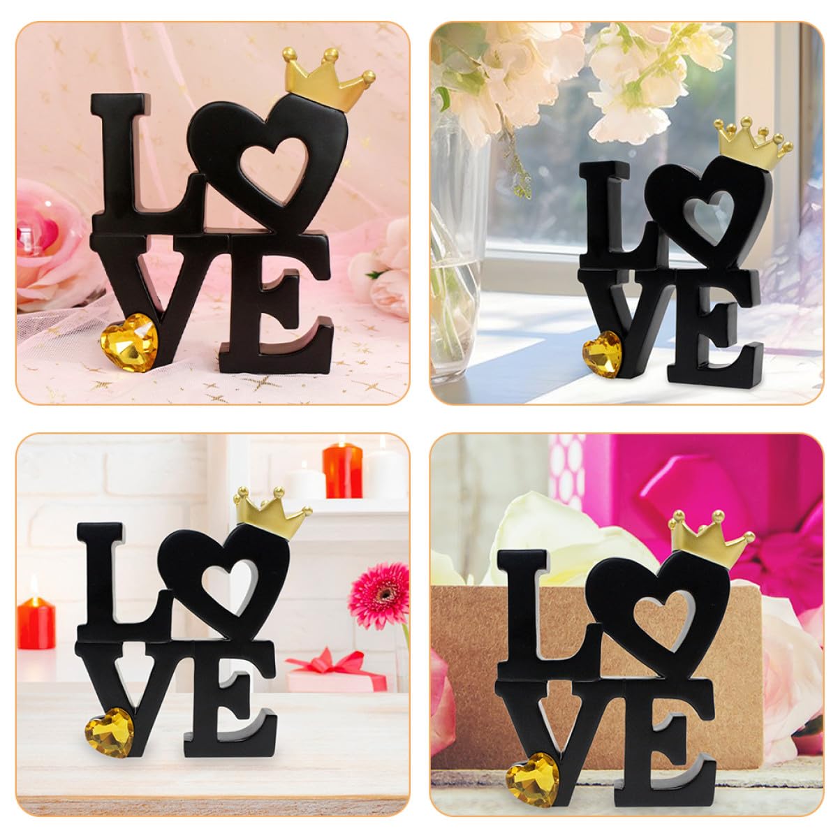 CALLARON Letras Decorativas de Madera Love para Decoración Rústica en Mesas de Cocina y Salón, Adorno Independiente para Eventos y Hogar