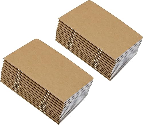 Yansanido 24 cuadernos de bolsillo con cubierta marrón de 5.5 x 3.5 pulgadas, 32 hojas (64 páginas), páginas rayadas de 0.315 in, papel de 2.47 ozm