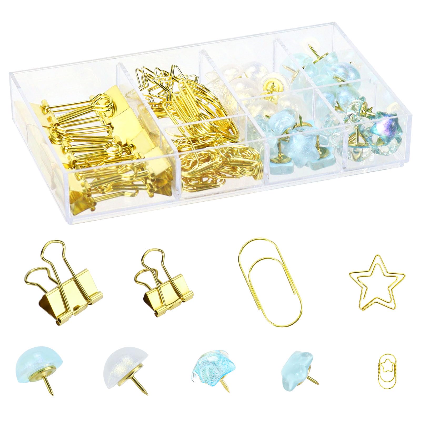 Lot de 118 trombones ronds pour classeur et fournitures de bureau à domicile et d'école (bleu)