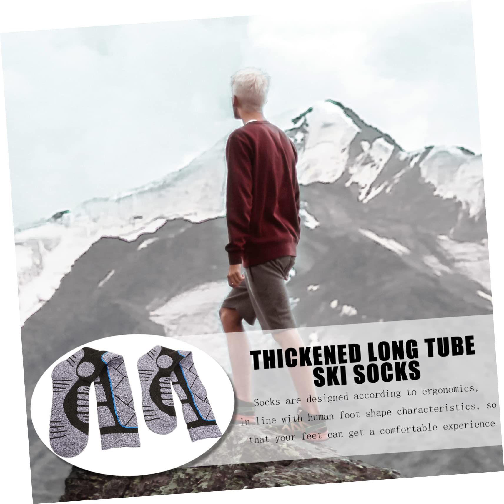 BESPORTBLE 1pair Skiing Socks for Adults Thickened Compression Sports Stockings for Outdoor Activities Supports Muscles Reduces Fatigue Improves Circulation