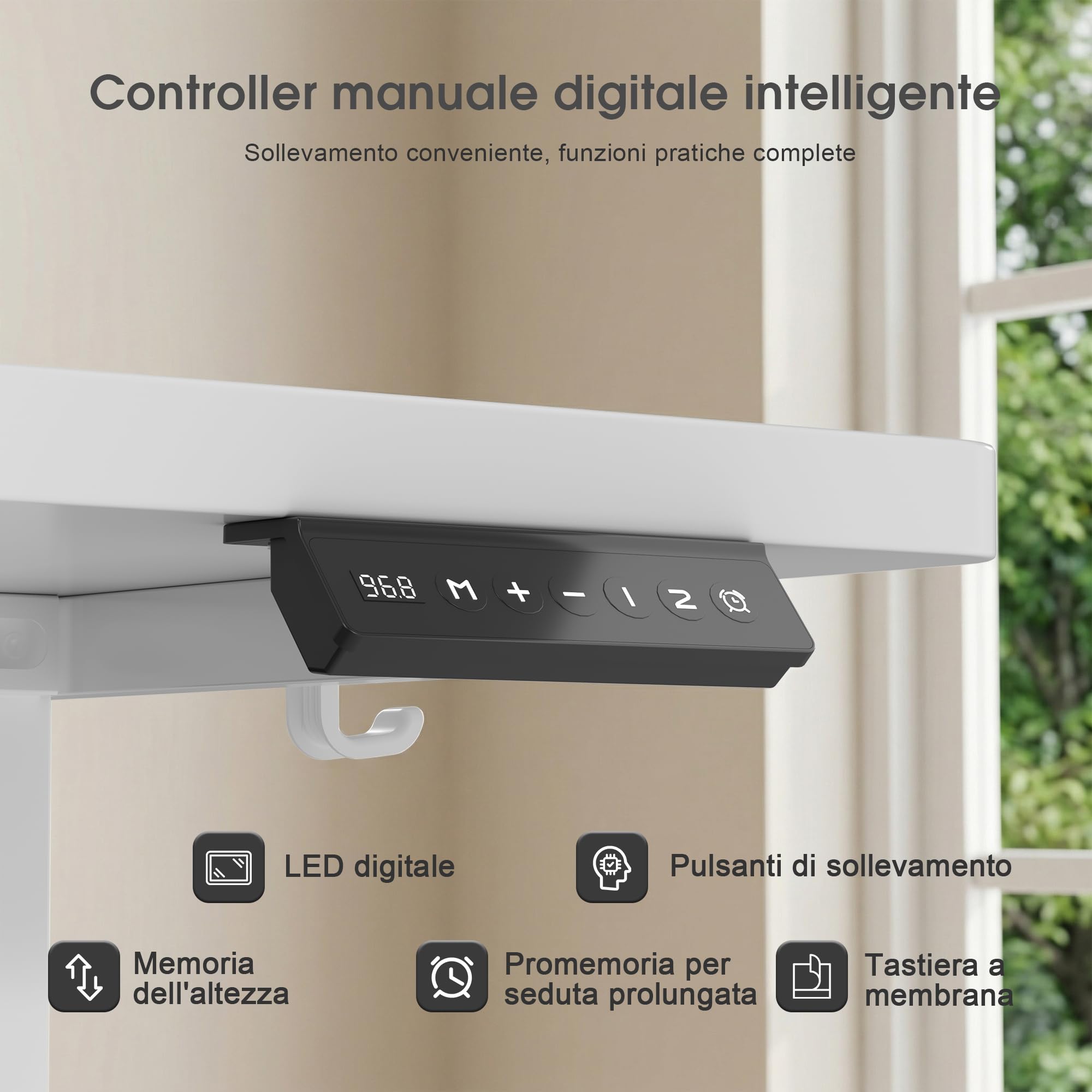 JUMMICO Scrivania Elettrica Regolabile in Altezza con Passacavi,160 x 80 cm Pannello di controllo a 6 tasti con gancio,Scrivania Ergonomica per Casa e Ufficio,Scrivania PC & Standing Desk, Bianca