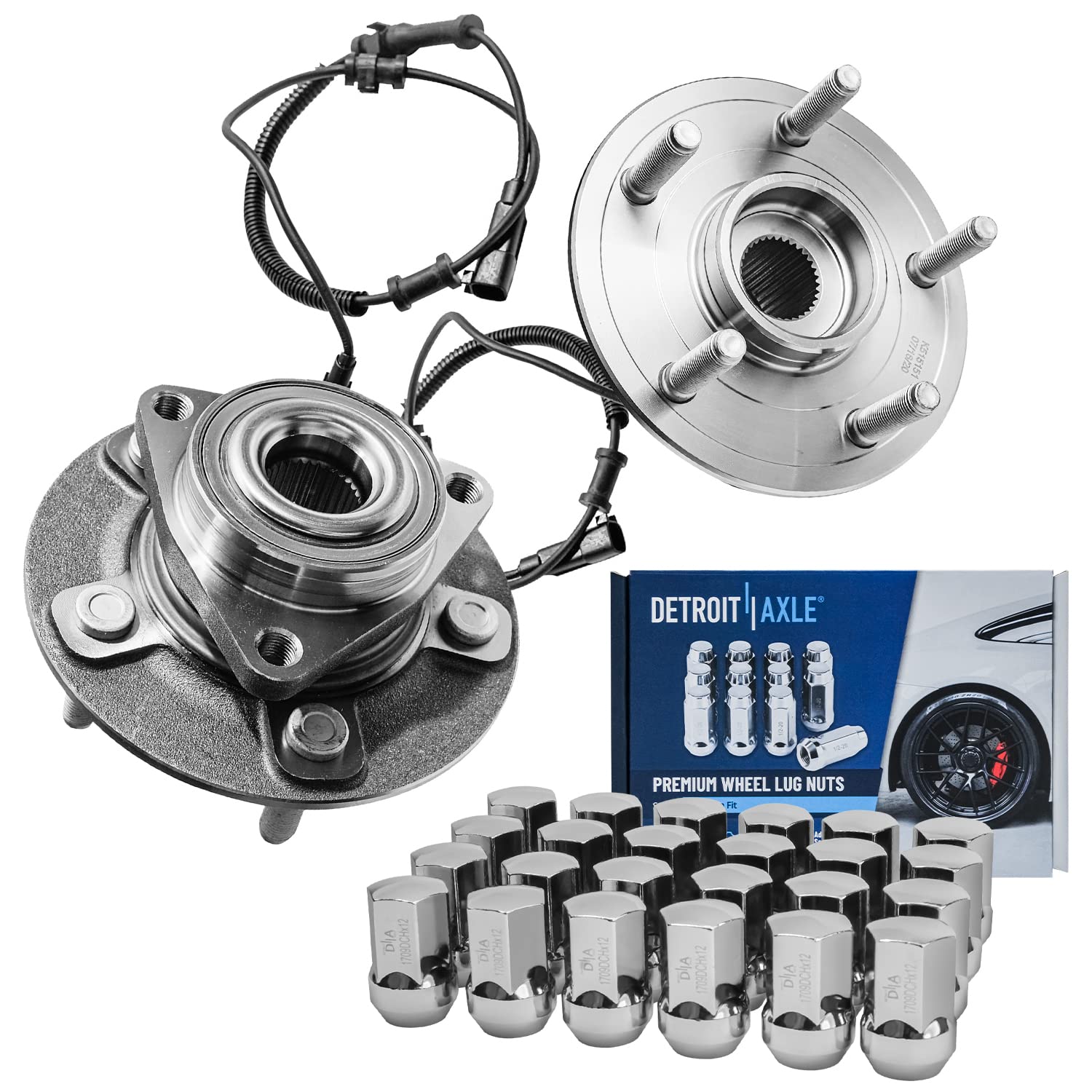 Detroit Axle - Front Wheel Bearing and Hub Kit for 2012-2018 Ram 1500