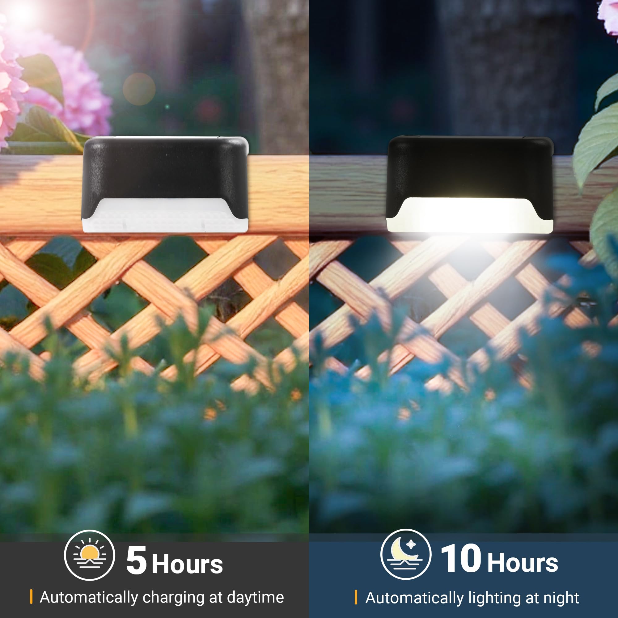 Solpex 12 fanali solari per recinzione, impermeabili, per scale esterne, scale, recinzioni, cortili, terrazze e sentieri (nero, bianco)