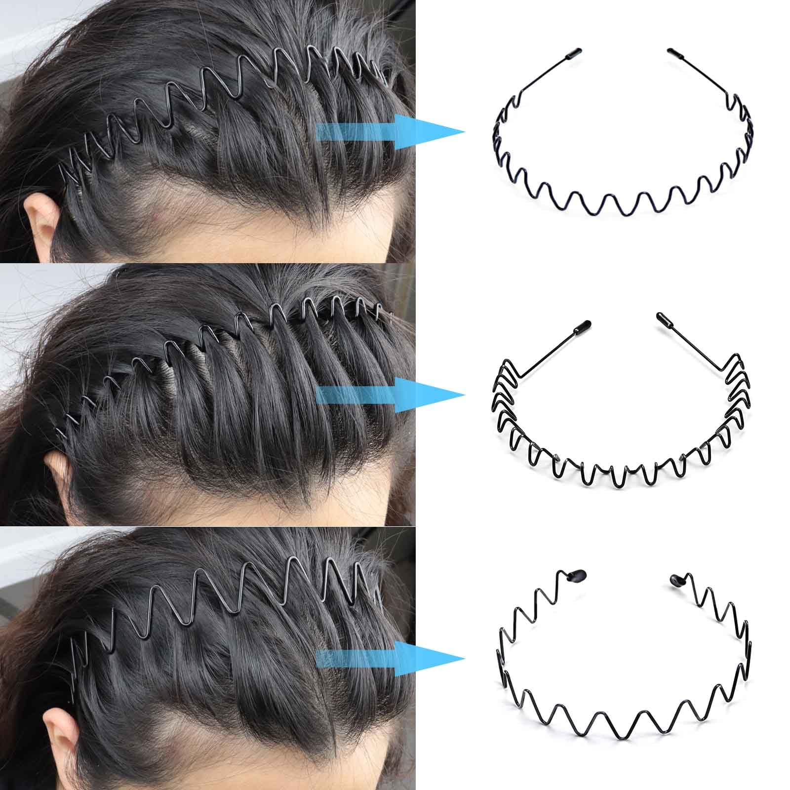 Cerchietto Capelli Metallo per Uomo e Donna, 10 Pezzi Unisex Fasce per Capelli in Metallo Nero Antiscivolo Cerchietto Uomo Sportivo Yoga
