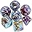 QMAY DND Dice Set -D&D Polyhedral Dice (7pcs) for Dungeons and Dragons (Water Blue and Purple)