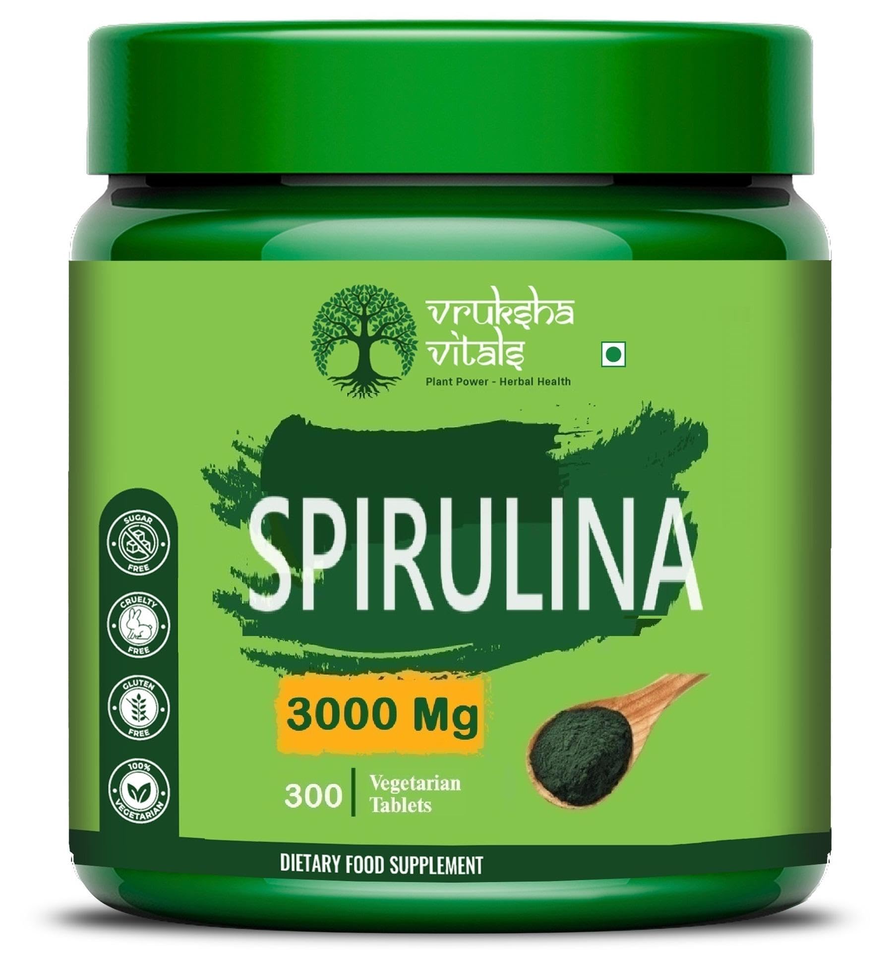 Vruksha Vitals Spirulina 3000 mg - 300 Tablets/Capsules supplement Spirulina extract powder (B0CH44BVVQ) Amazon Price History, Amazon Price Tracker