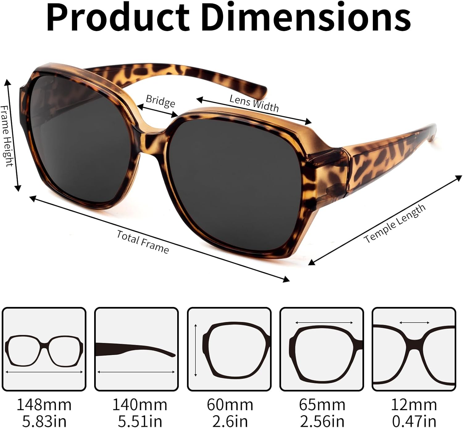 Face Shadow Over Glasses Sunglasses for Women Polarized UV Protection, Fit Over Prescription Glasses Sunglasses Lightweight