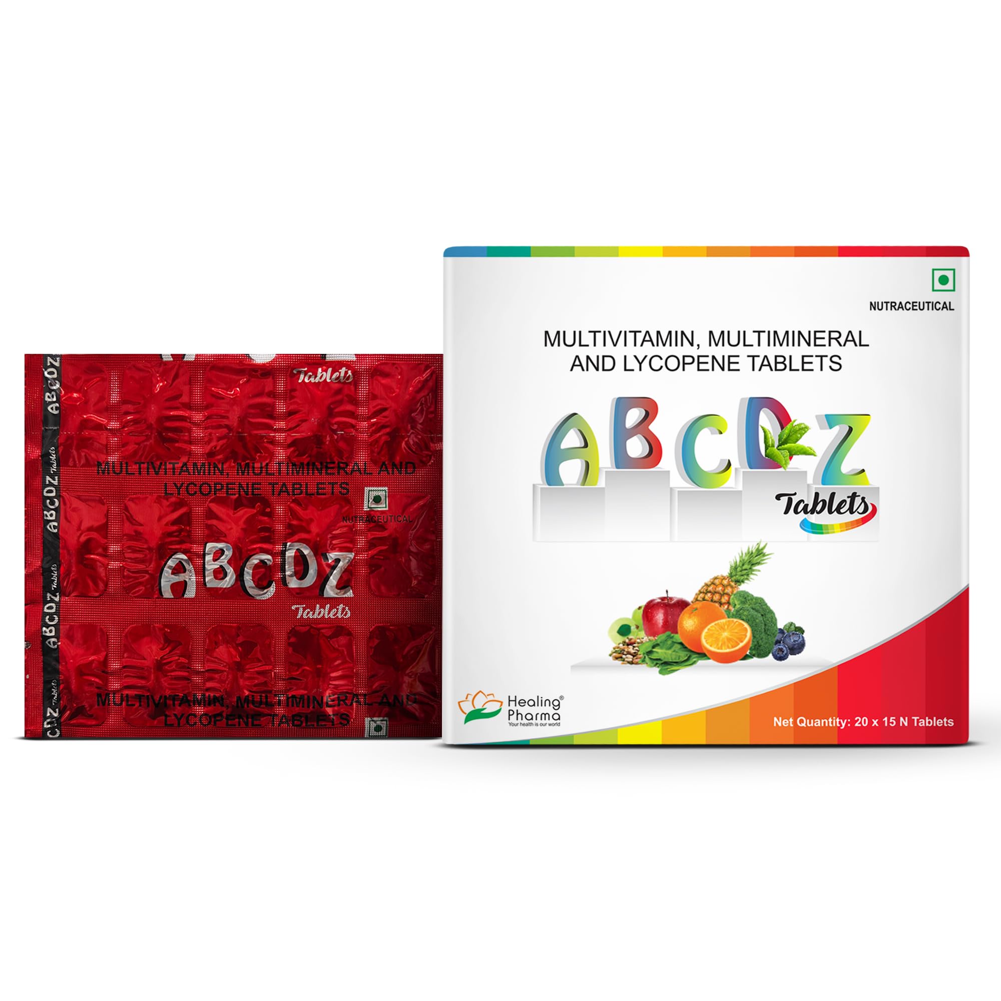 Healing Pharma - ABCDZ Multivitamin, Multimineral & Lycopene Tablets For Immunity, Energy & Overall Well-being -15 Tablets x 5 Strip-image-27