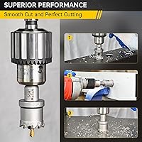 Vista 5 de Mollom 10 piezas (16-53mm) Kit de sierra perforadora de carburo TCT para metal duro, 10 cortadores de agujeros con 5 piezas extra de brocas piloto