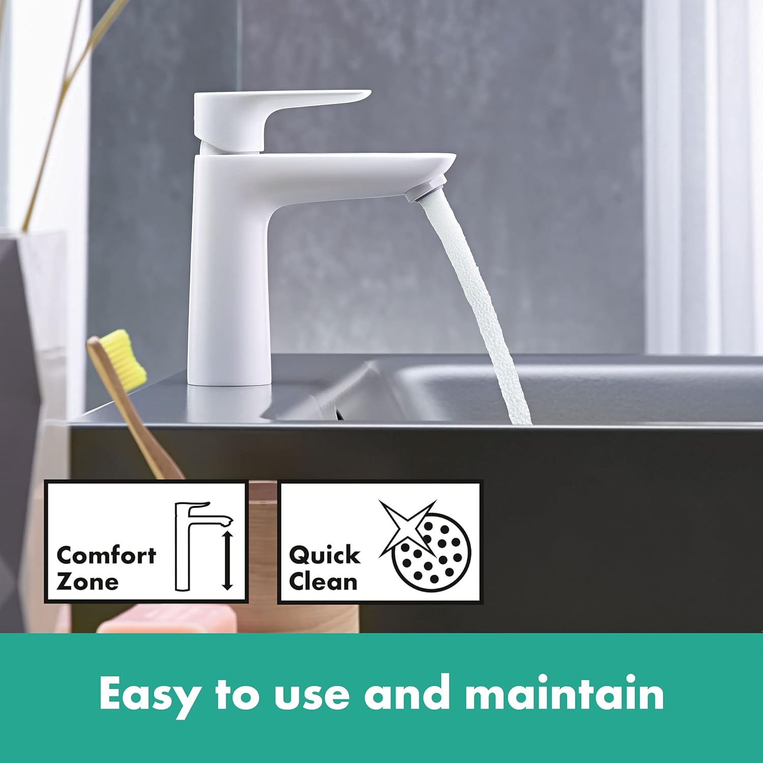 Hansgrohe Talis E Single Lever Basin Mixer 110 with Pop-Up Waste, Matt White, 71710700