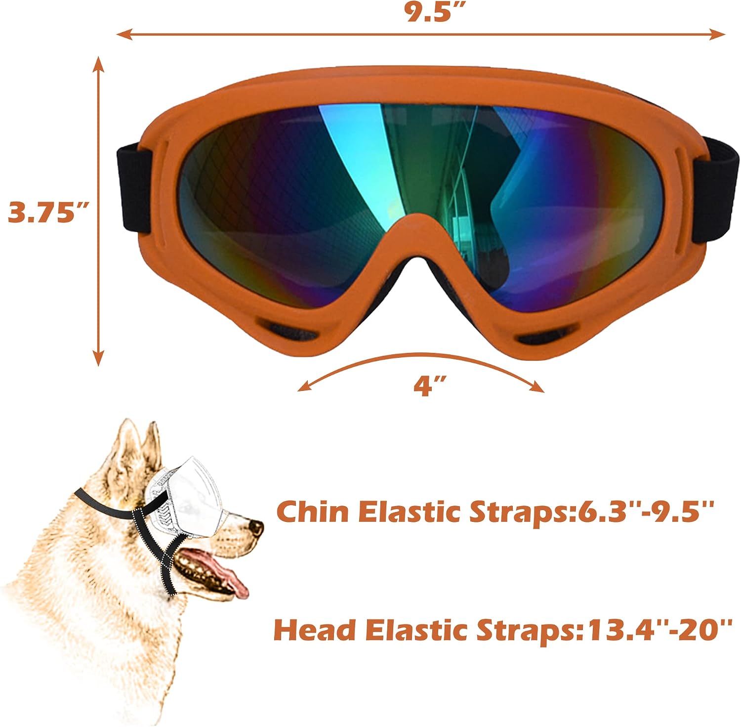 Large Dog Sunglasses, Dog Goggles with Adjustable Strap UV Protection Winproof Dog Puppy Sunglasses, Suitable for Medium-Large Dog Pet Glasses, Dogs Eyes Protection