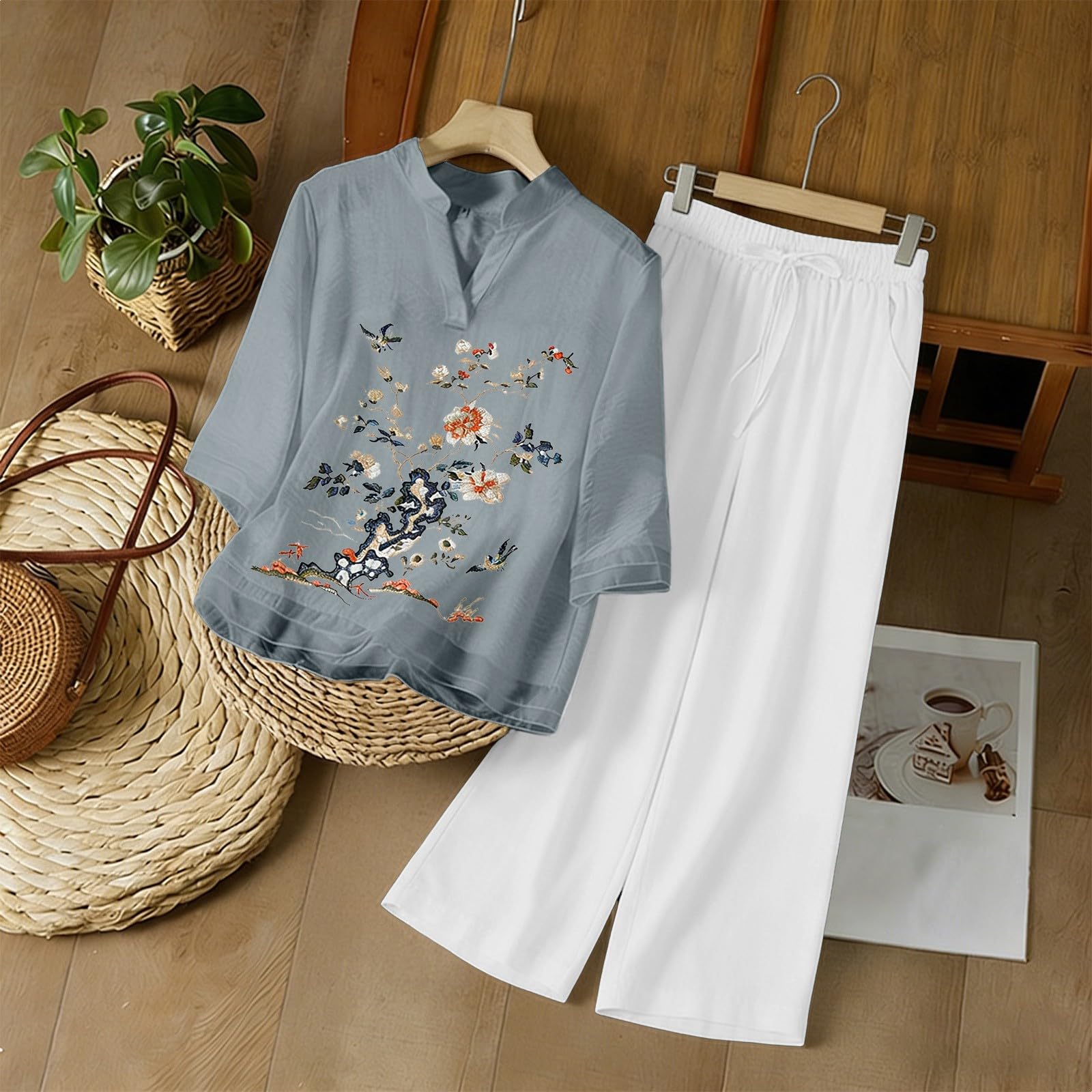 Conjunto Mujer Verano 2 Piezas Moda Traje de Ligero Chndal Ropa Descanso Respirable Playa Chndales para Salir Vacaciones Cmodoropa Mujer Primavera veranoElegante y verstil