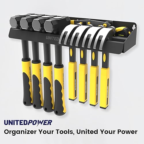 Miniatura 7 de UNITEDPOWER Soporte para Martillos, Organizador de Estante de Almacenamiento de Montaje en Pared para Taller, Cobertizo, Garaje, Hogar, Compatible