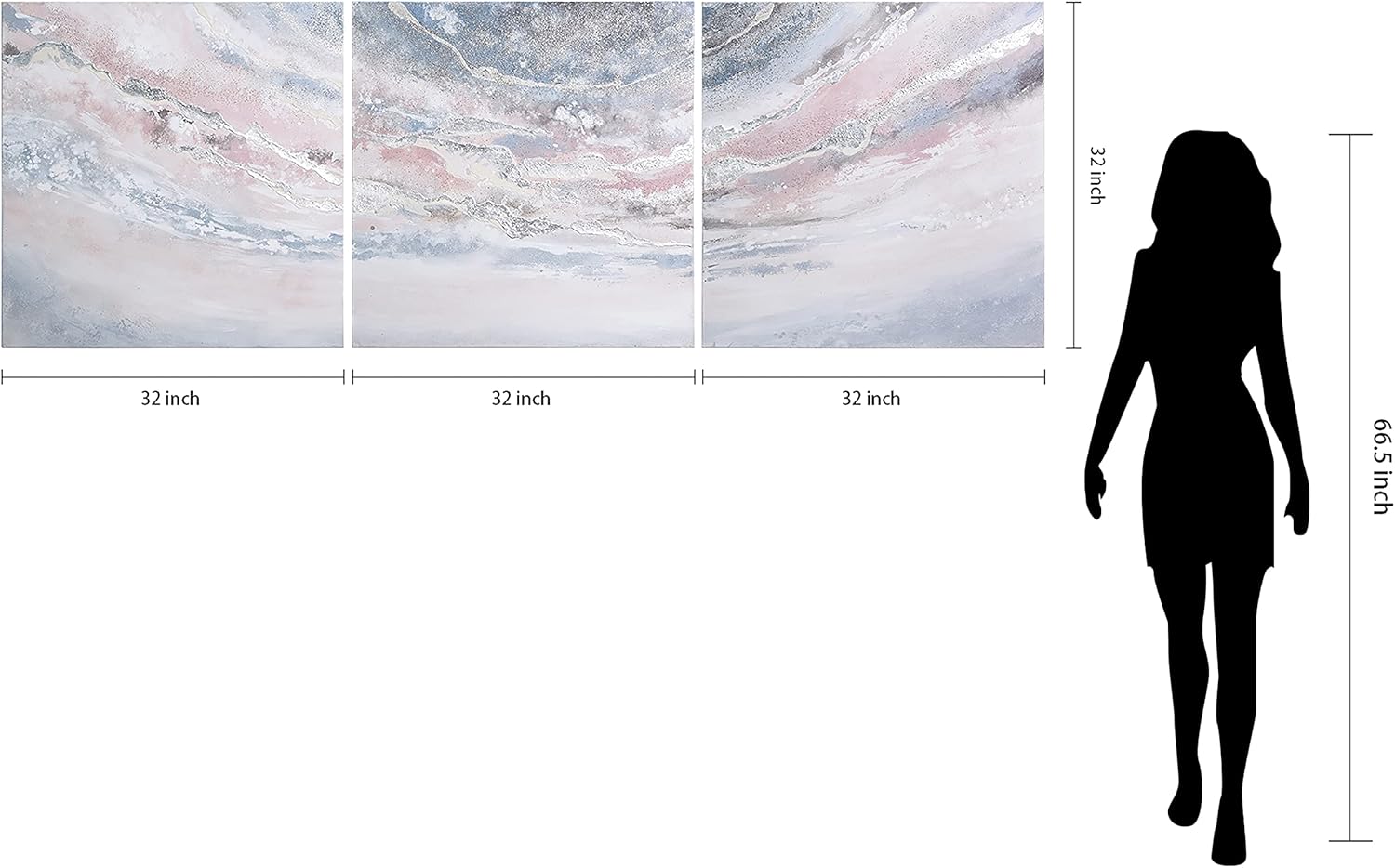 Heavens 1 Metallic Abstract Triptych Wall Art Set