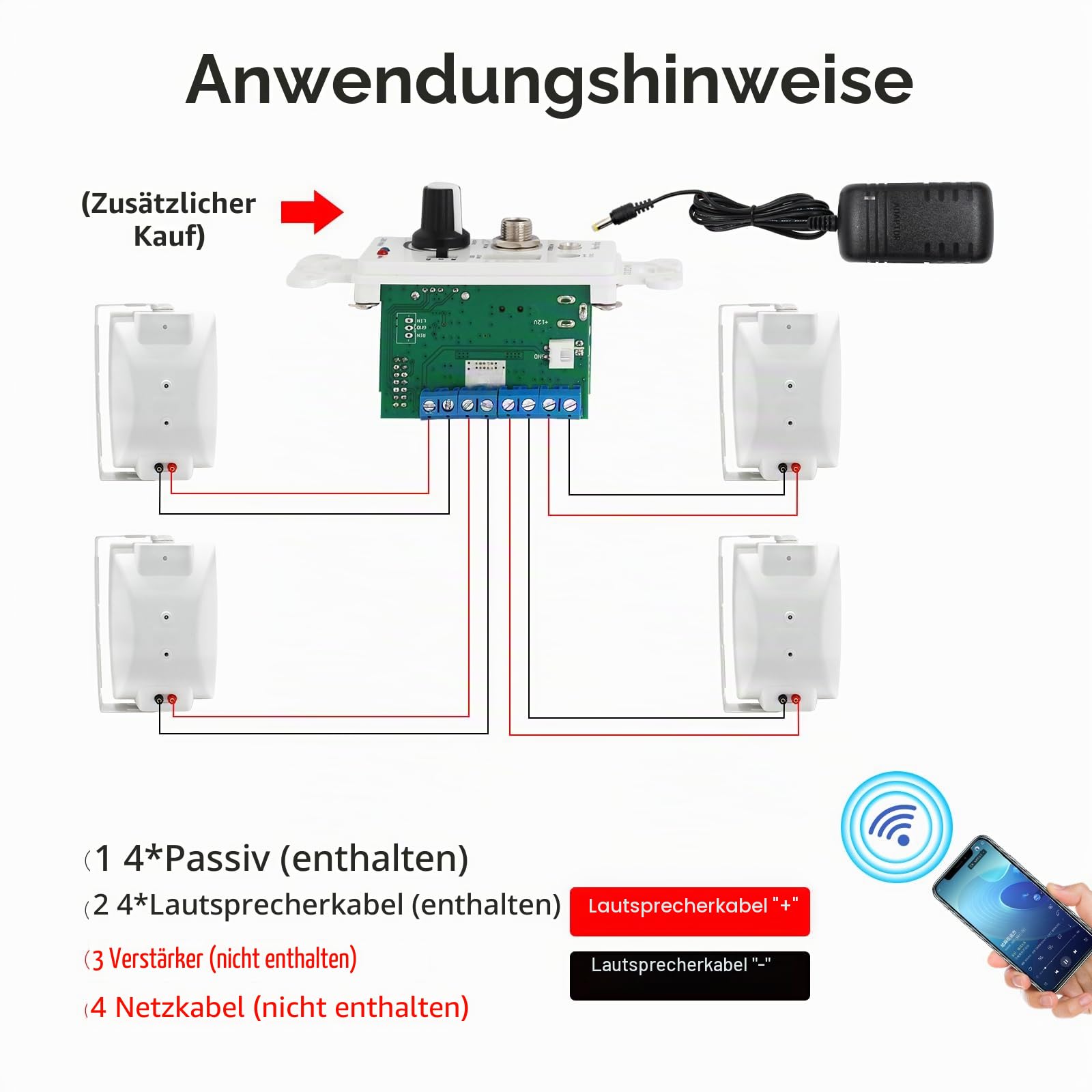 STUDIOFINIX 6,5 Zoll Außenlautsprecher Wandmontage 800W - wasserdichte und leistungsstarke Audiolösung für drinnen/außen, Haus, Terrasse, Garten, Hinterhof (4 Passiv-Lautsprecher Bundle/Weiß)